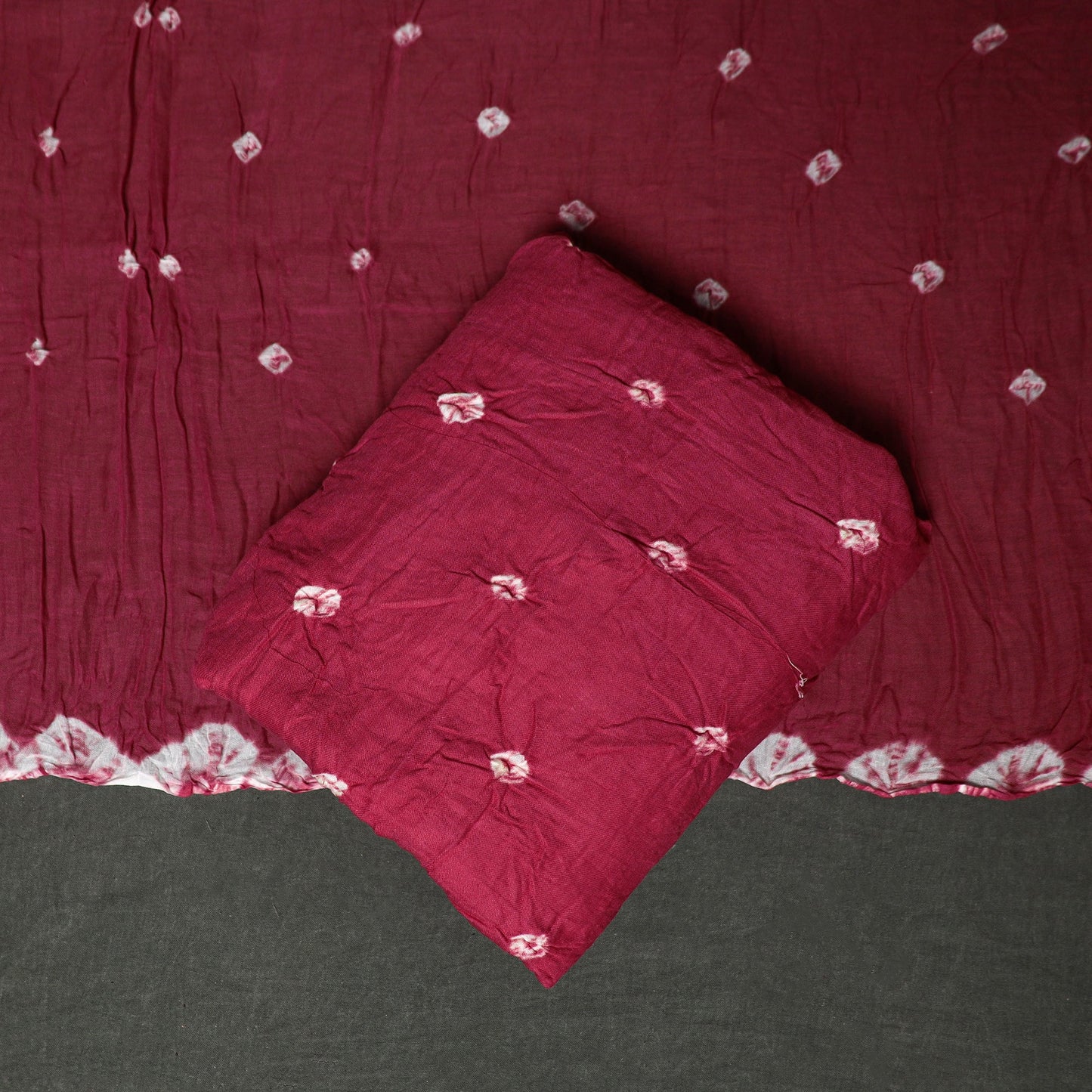 Kutch tie-dye satin cotton bandhani 3pc unstitched dress