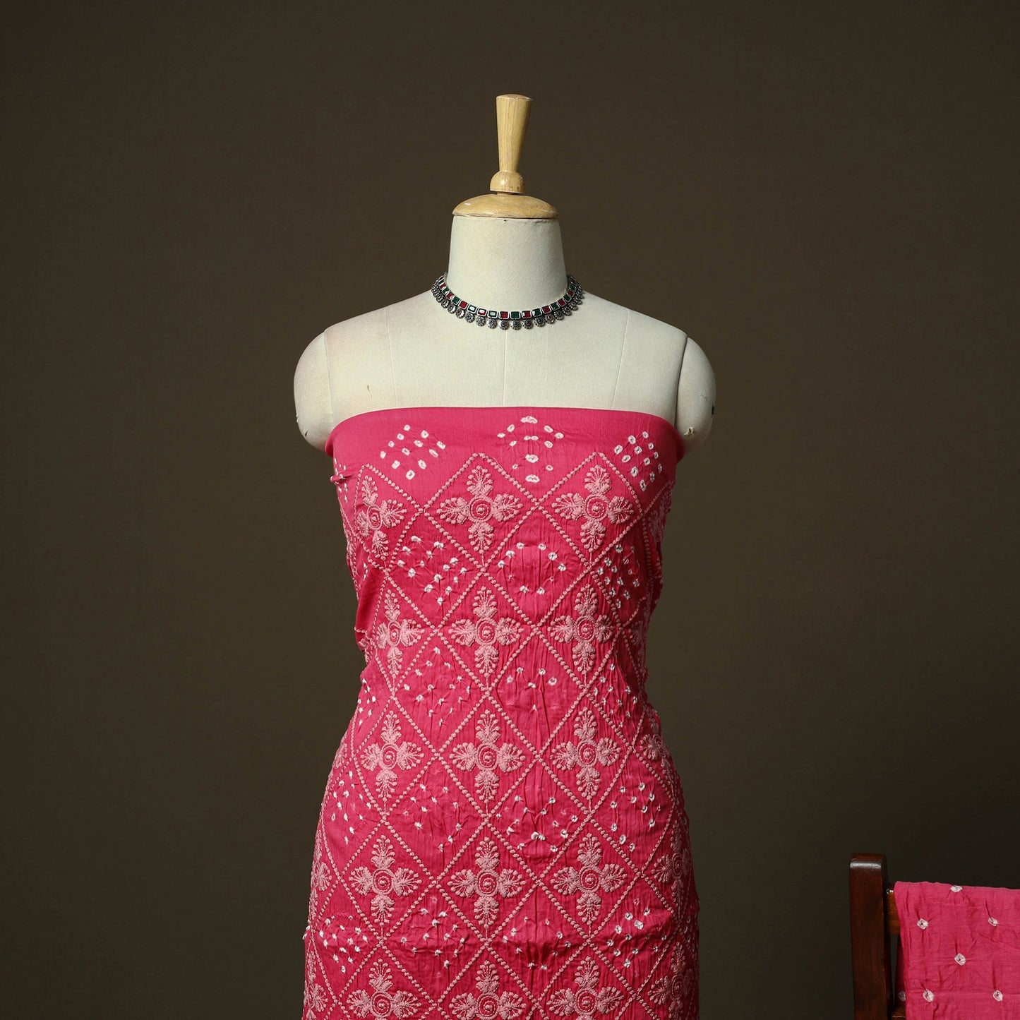 Kutch tie-dye satin cotton bandhani 3pc unstitched dress