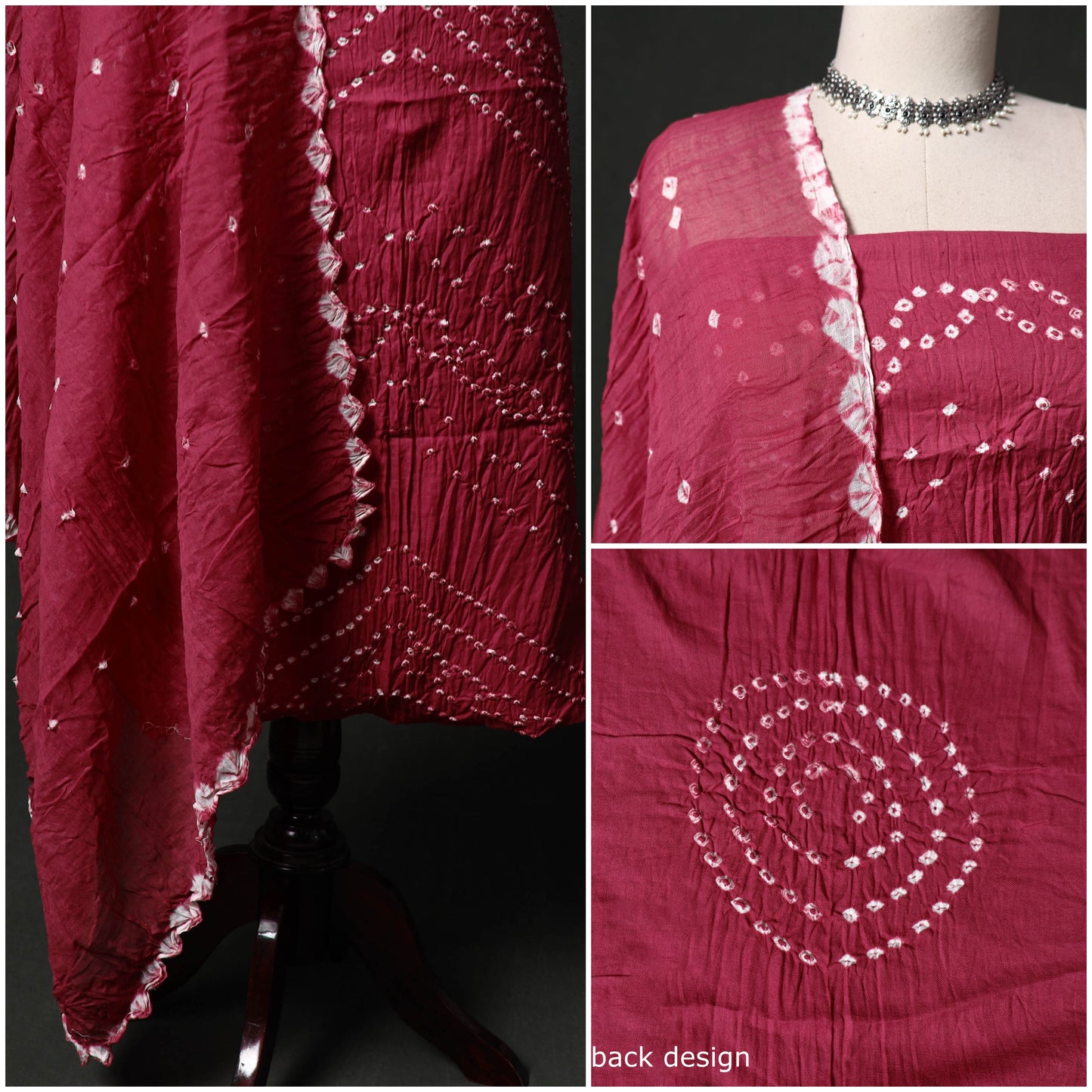 Kutch tie-dye satin cotton bandhani 3pc unstitched dress