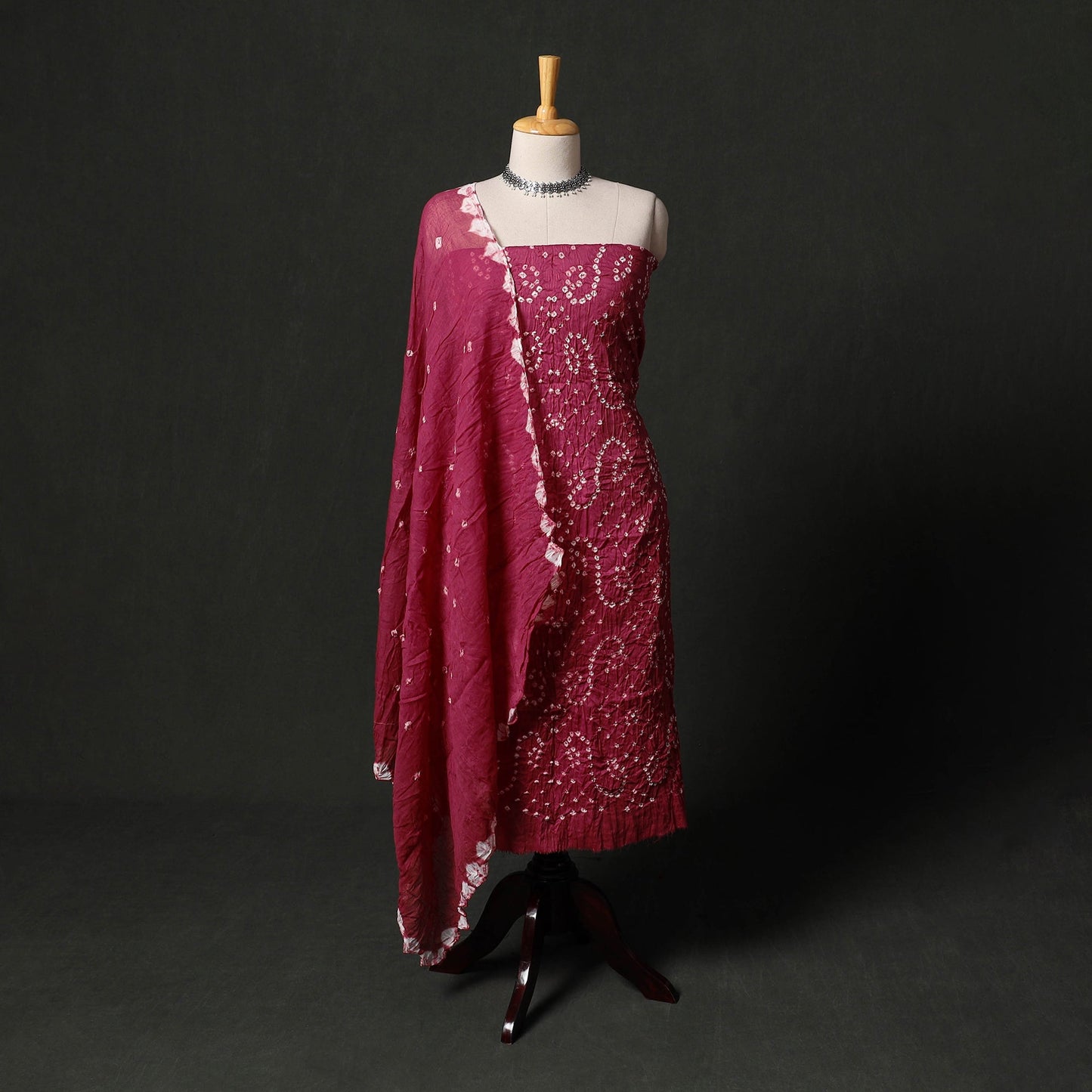 Kutch tie-dye satin cotton bandhani 3pc unstitched dress