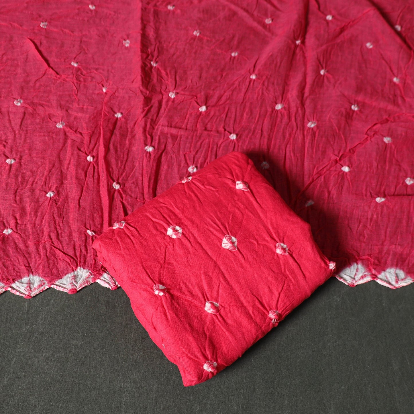 Kutch tie-dye satin cotton bandhani 3pc unstitched dress