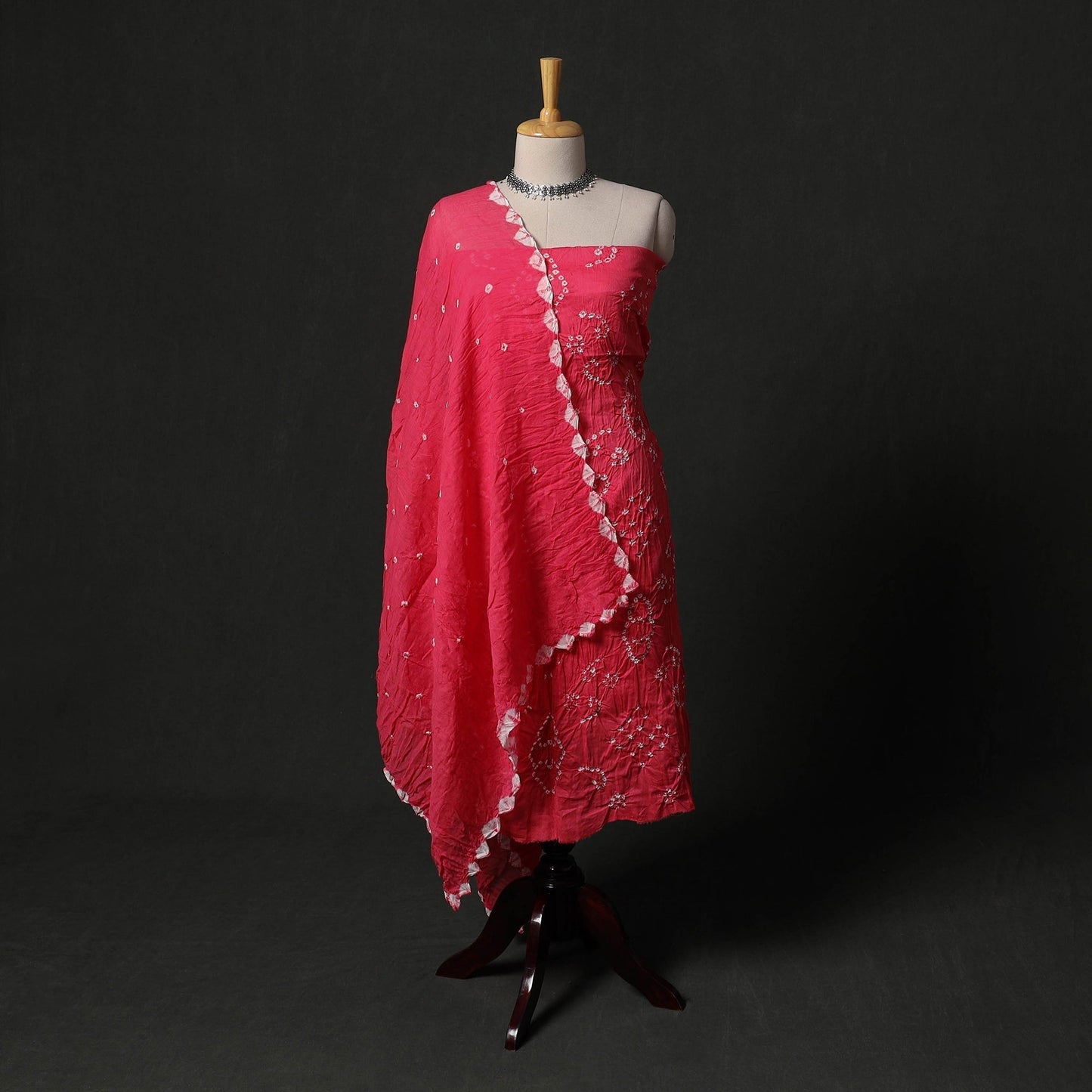Kutch tie-dye satin cotton bandhani 3pc unstitched dress