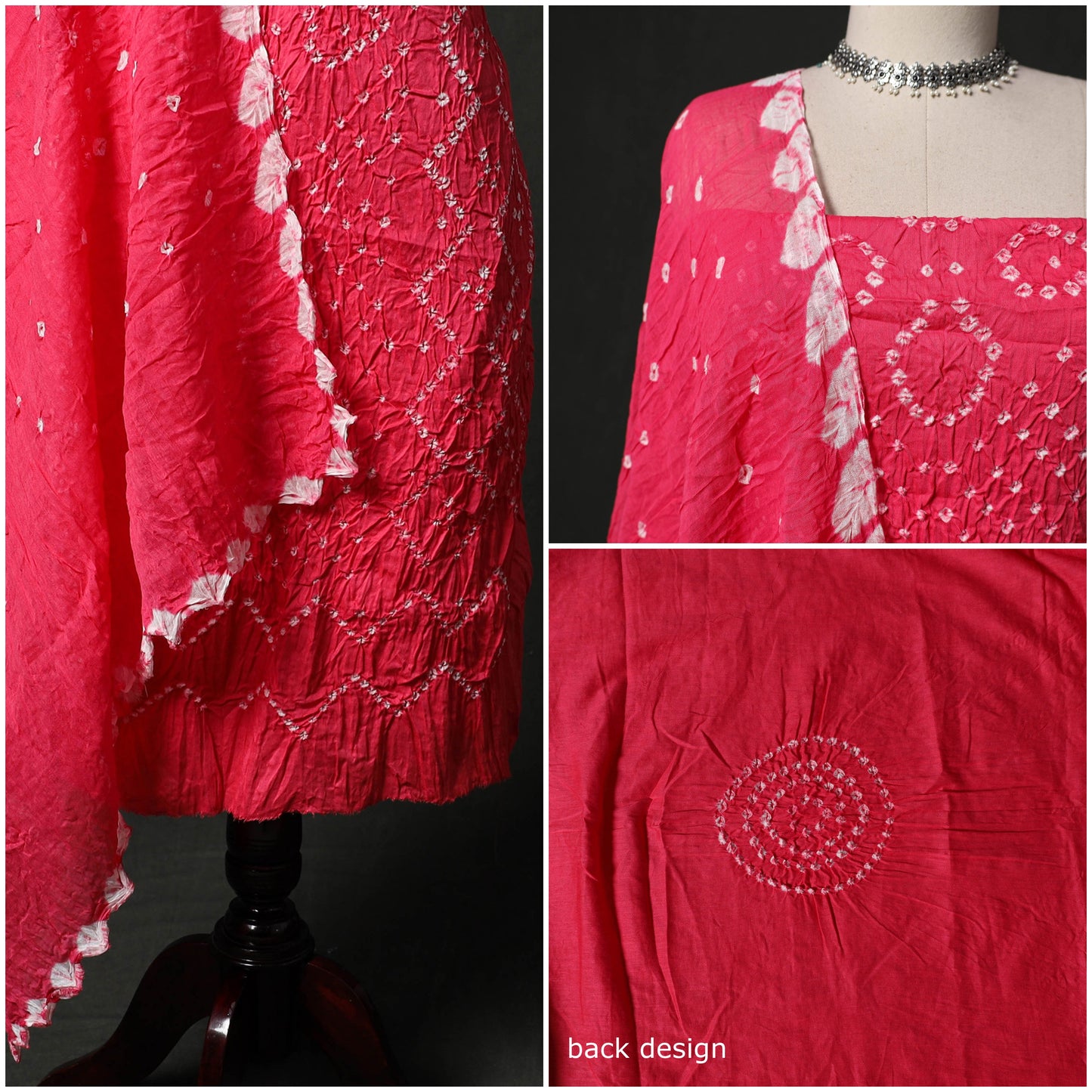 Kutch tie-dye satin cotton bandhani 3pc unstitched dress