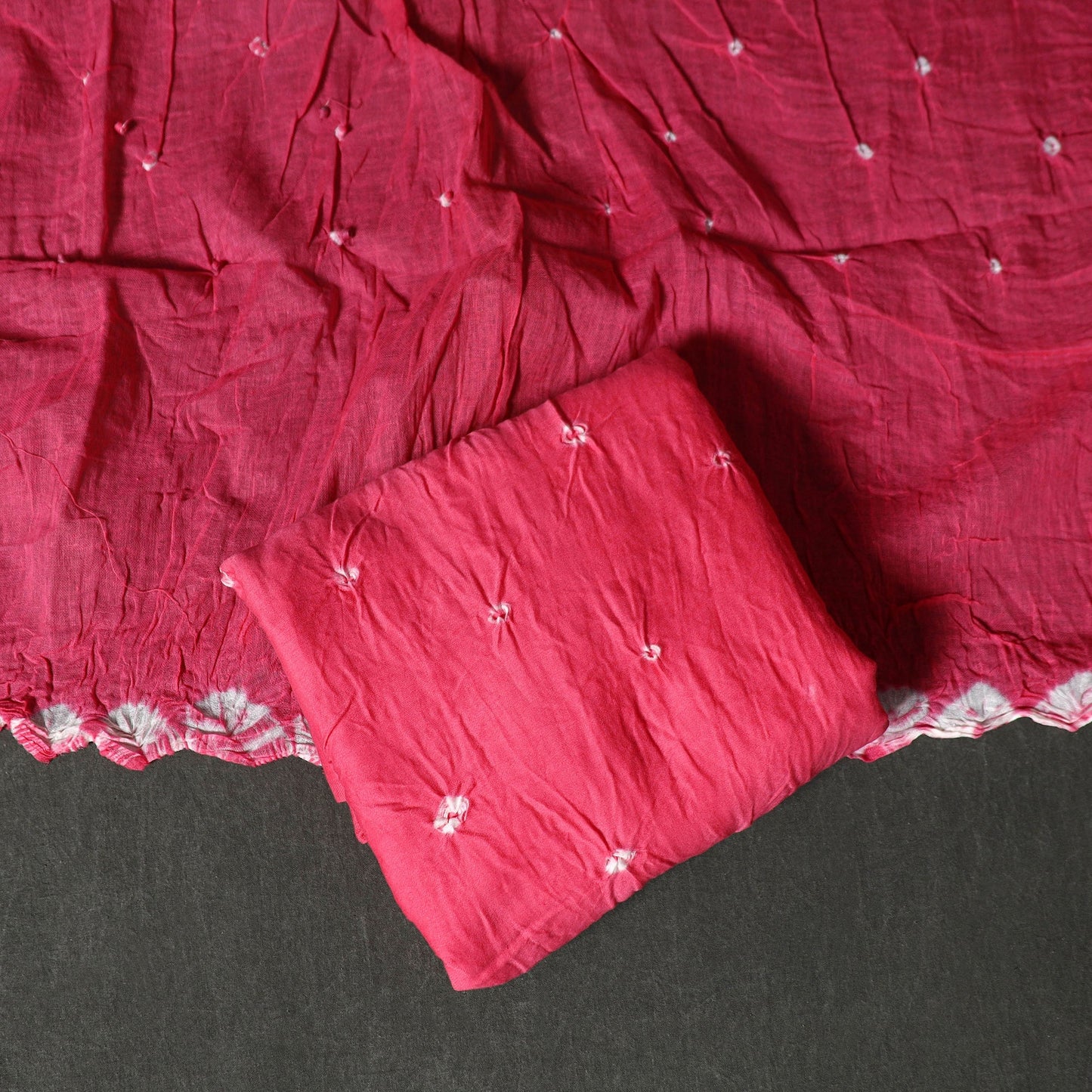 Kutch tie-dye satin cotton bandhani 3pc unstitched dress