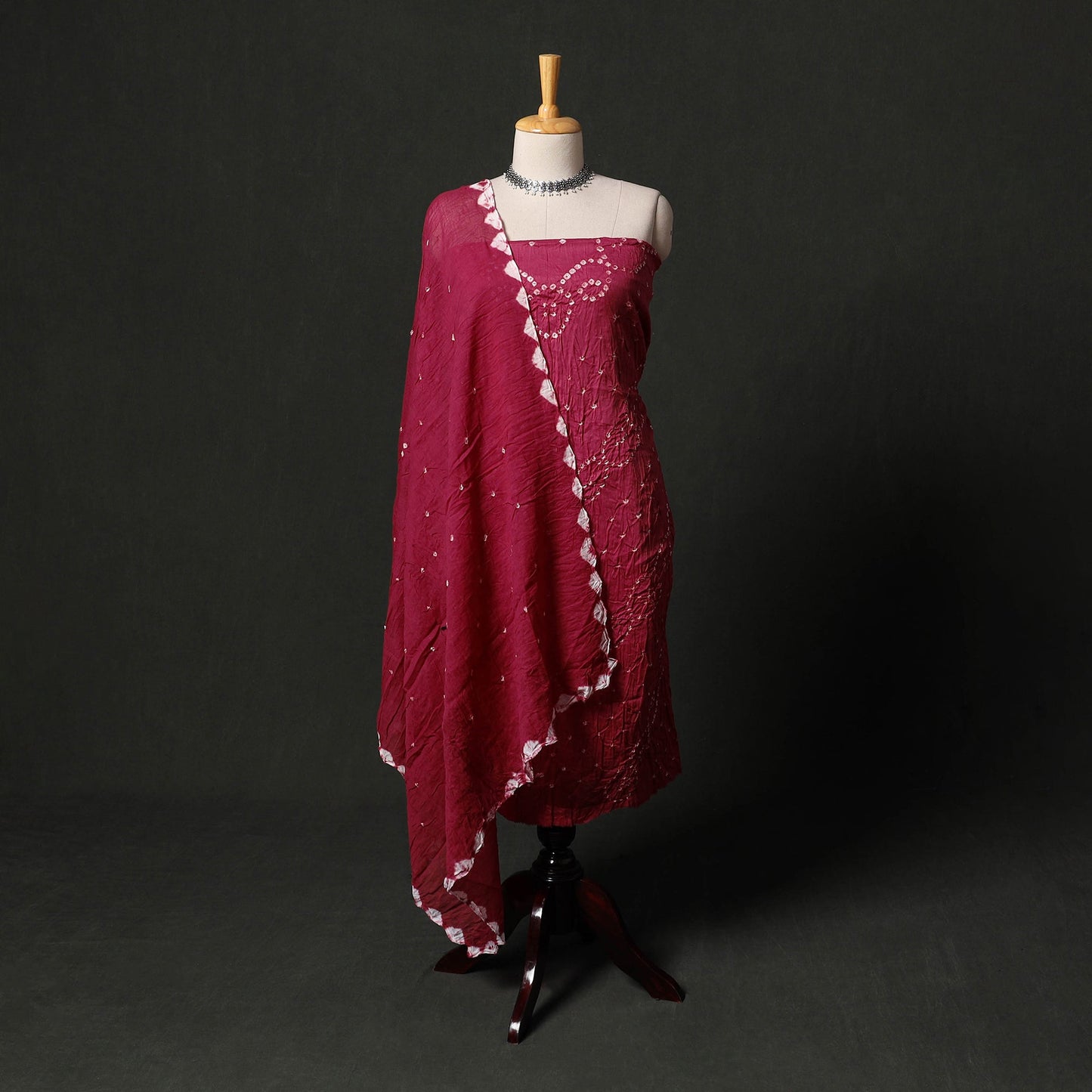 Kutch tie-dye satin cotton bandhani 3pc unstitched dress