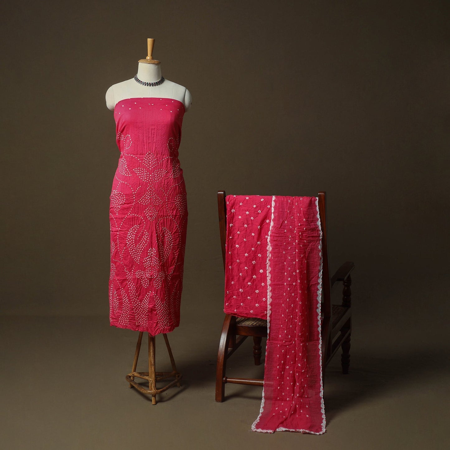 Kutch tie-dye satin cotton bandhani 3pc unstitched dress
