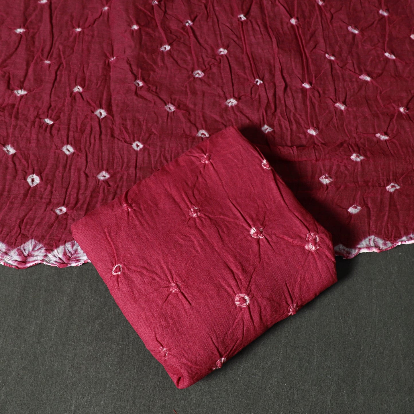 Kutch tie-dye satin cotton bandhani 3pc unstitched dress