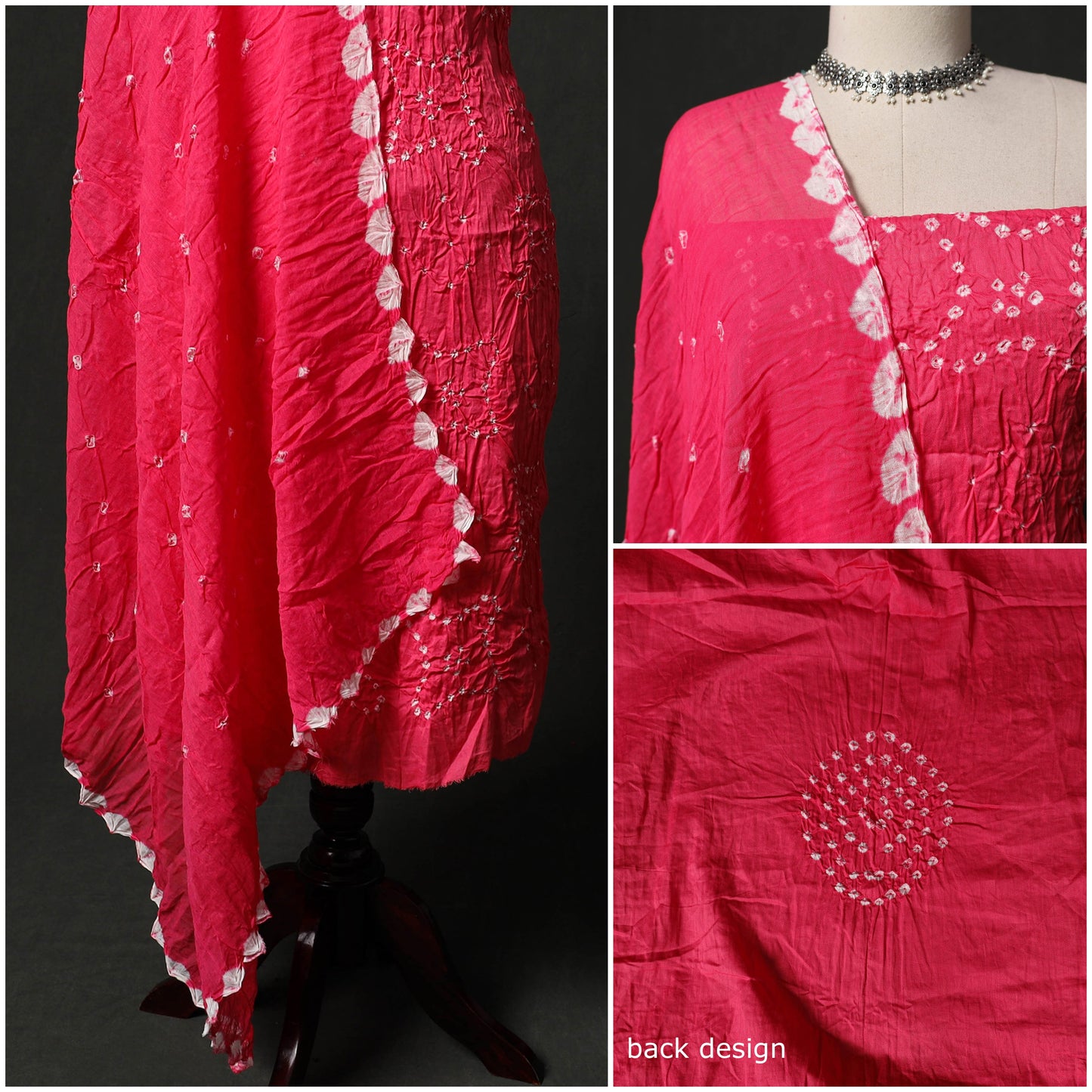 Kutch tie-dye satin cotton bandhani 3pc unstitched dress