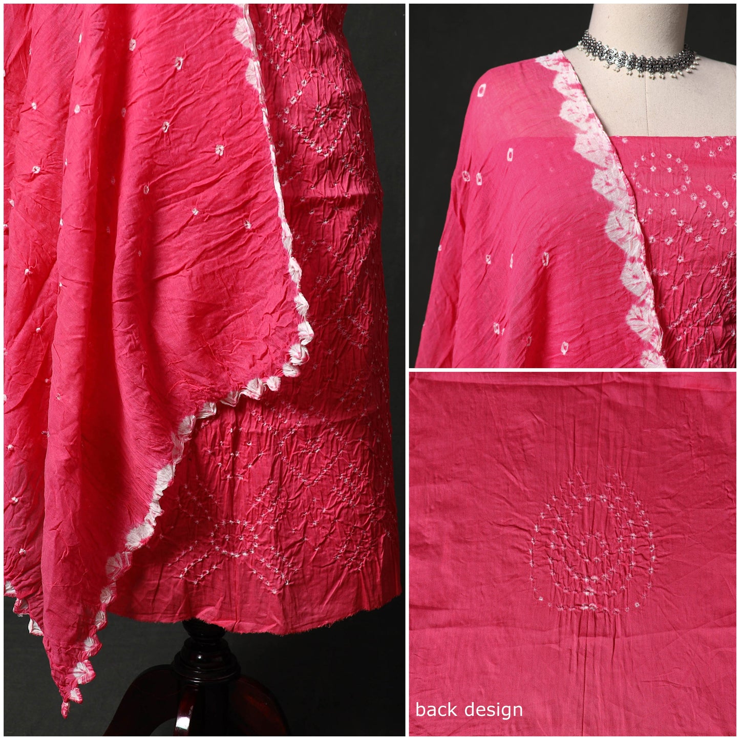 Kutch tie-dye satin cotton bandhani 3pc unstitched dress