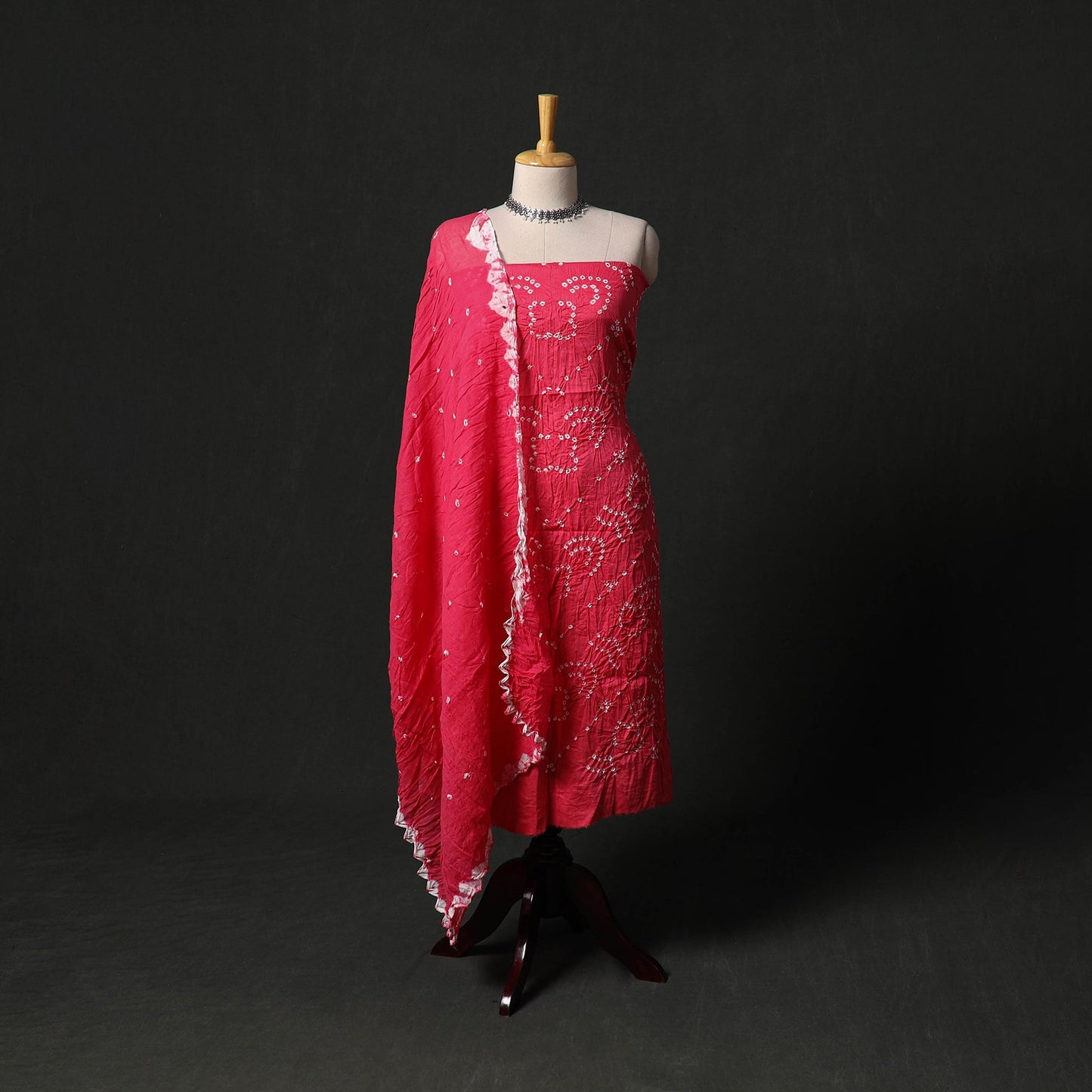Kutch tie-dye satin cotton bandhani 3pc unstitched dress