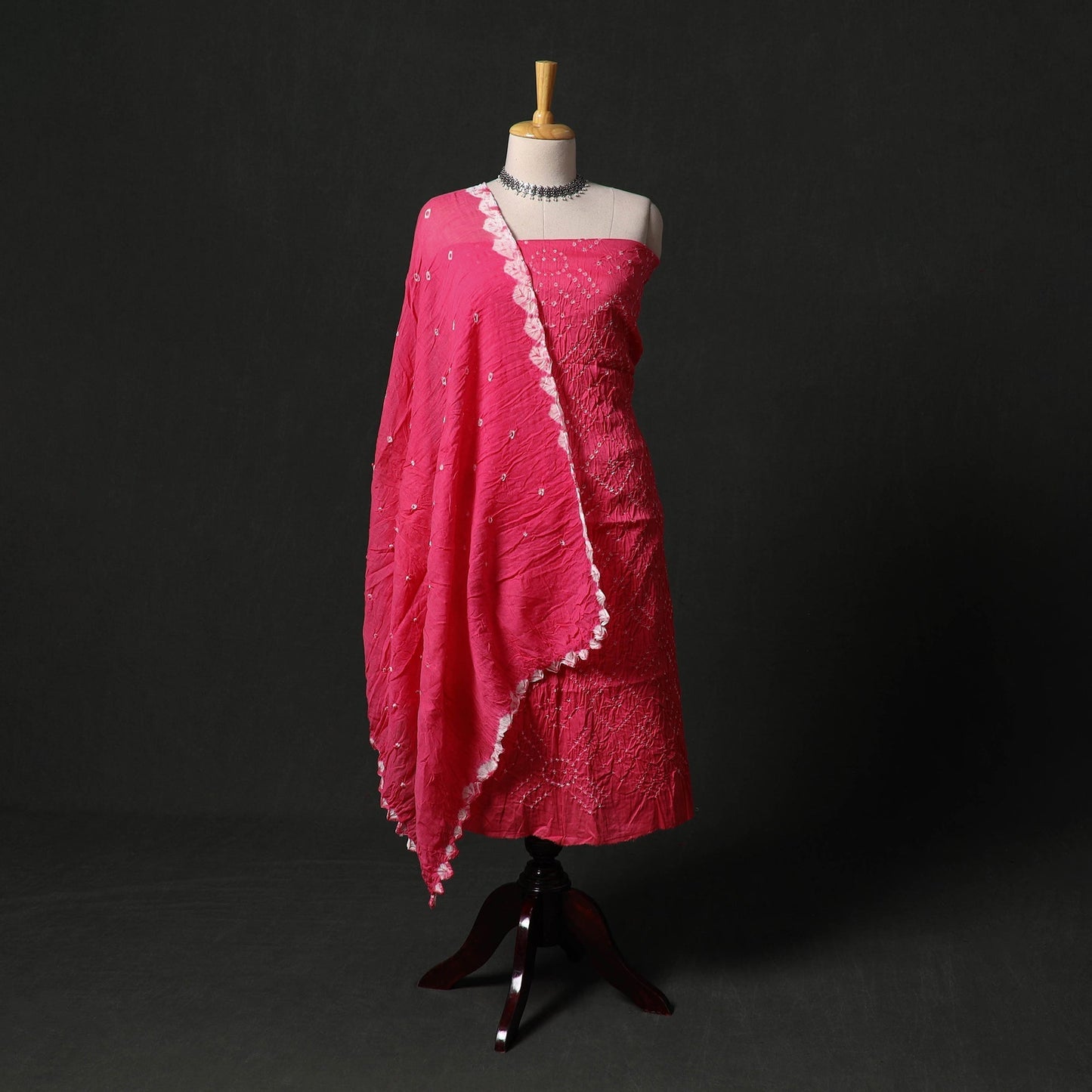 Kutch tie-dye satin cotton bandhani 3pc unstitched dress