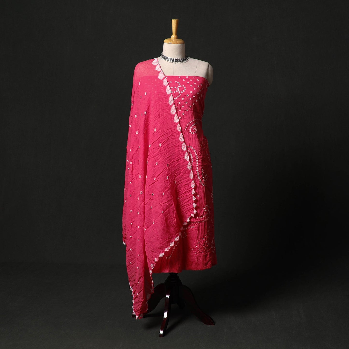 Kutch tie-dye satin cotton bandhani 3pc unstitched dress