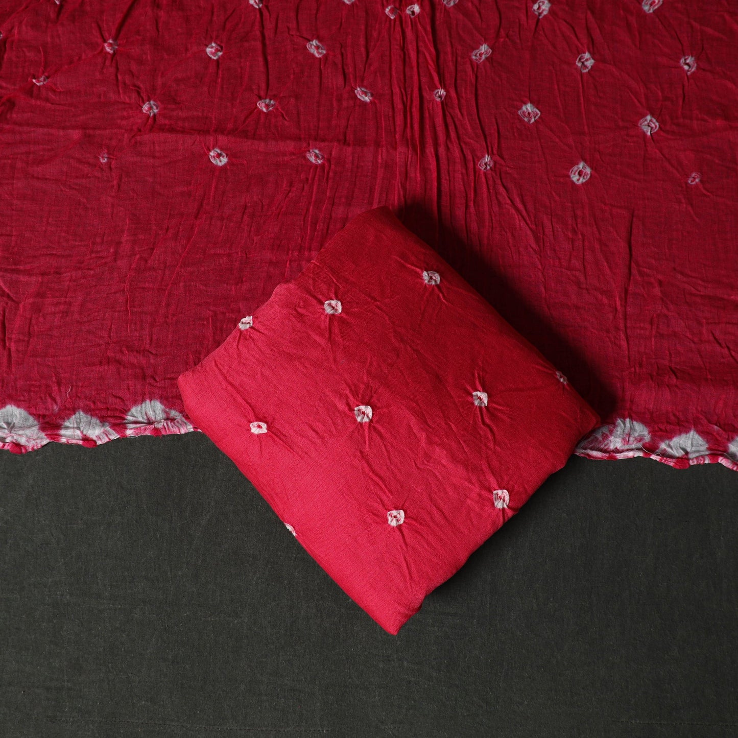 Kutch tie-dye satin cotton bandhani 3pc unstitched dress