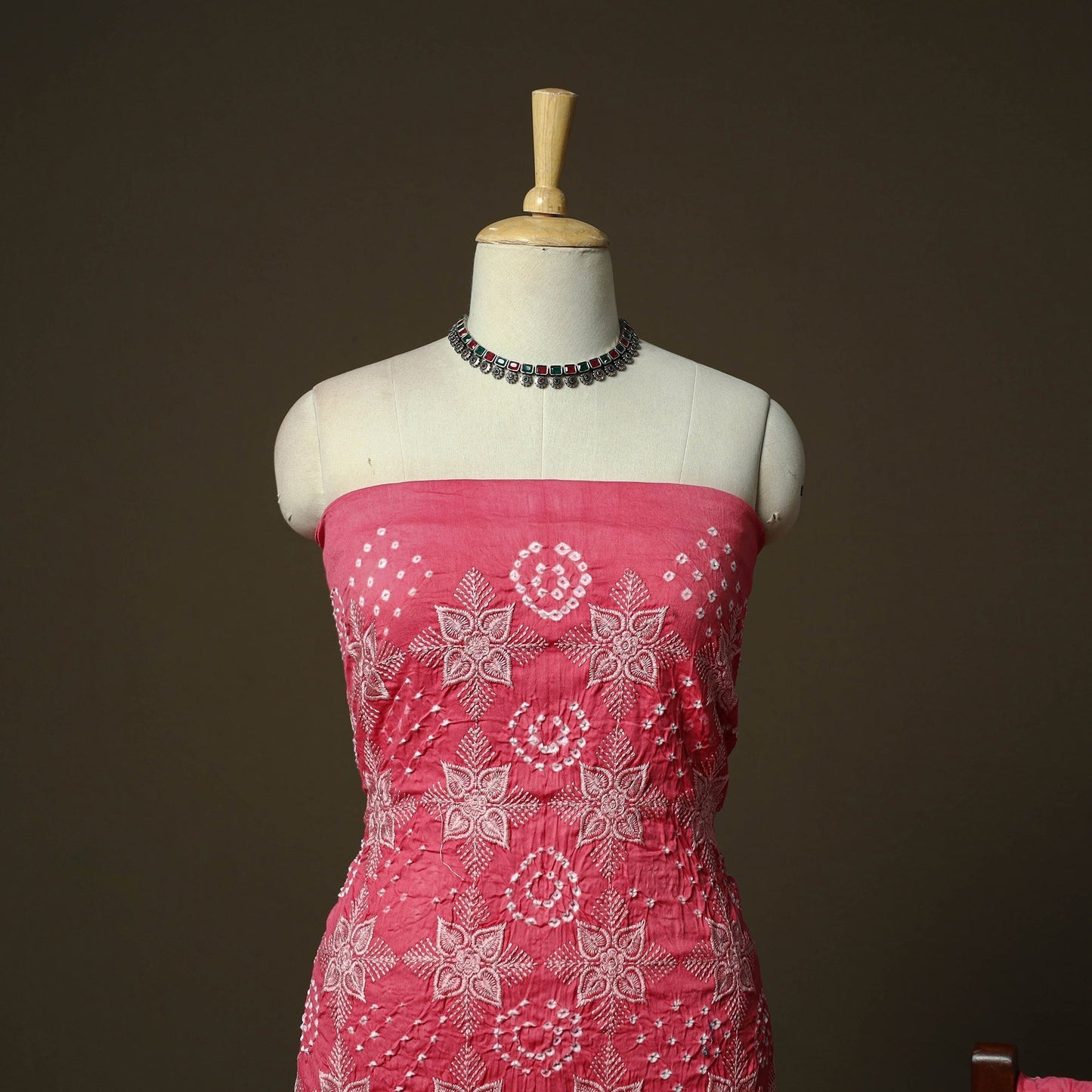 Kutch tie-dye satin cotton bandhani 3pc unstitched dress