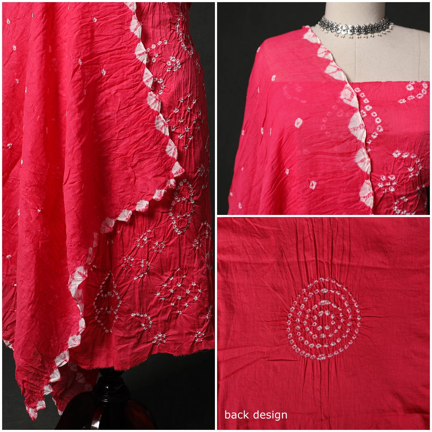 Kutch tie-dye satin cotton bandhani 3pc unstitched dress