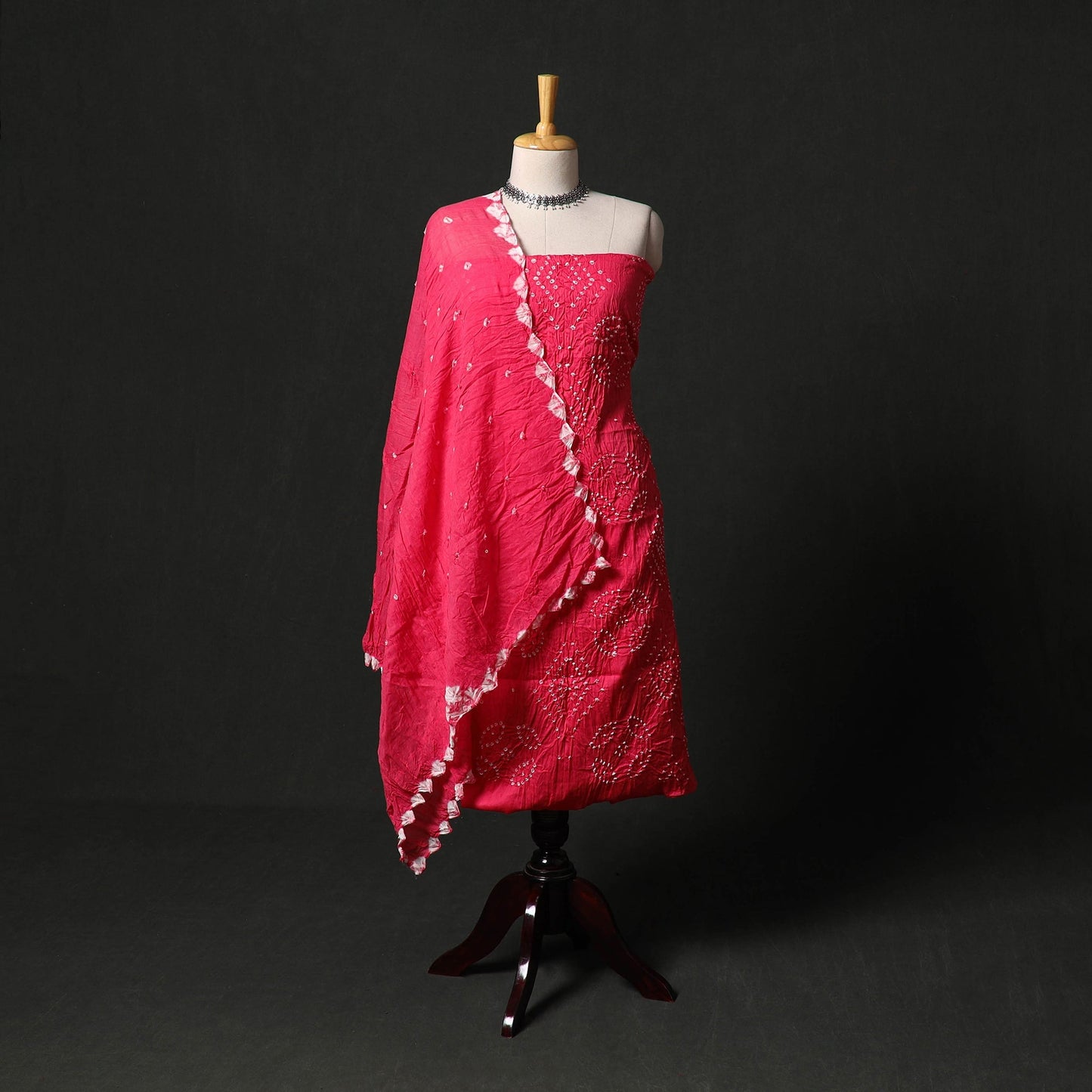 Kutch tie-dye satin cotton bandhani 3pc unstitched dress