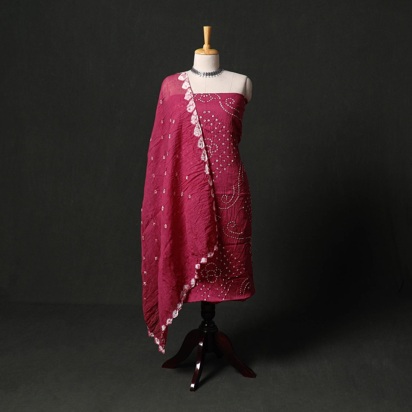 Kutch tie-dye satin cotton bandhani 3pc unstitched dress