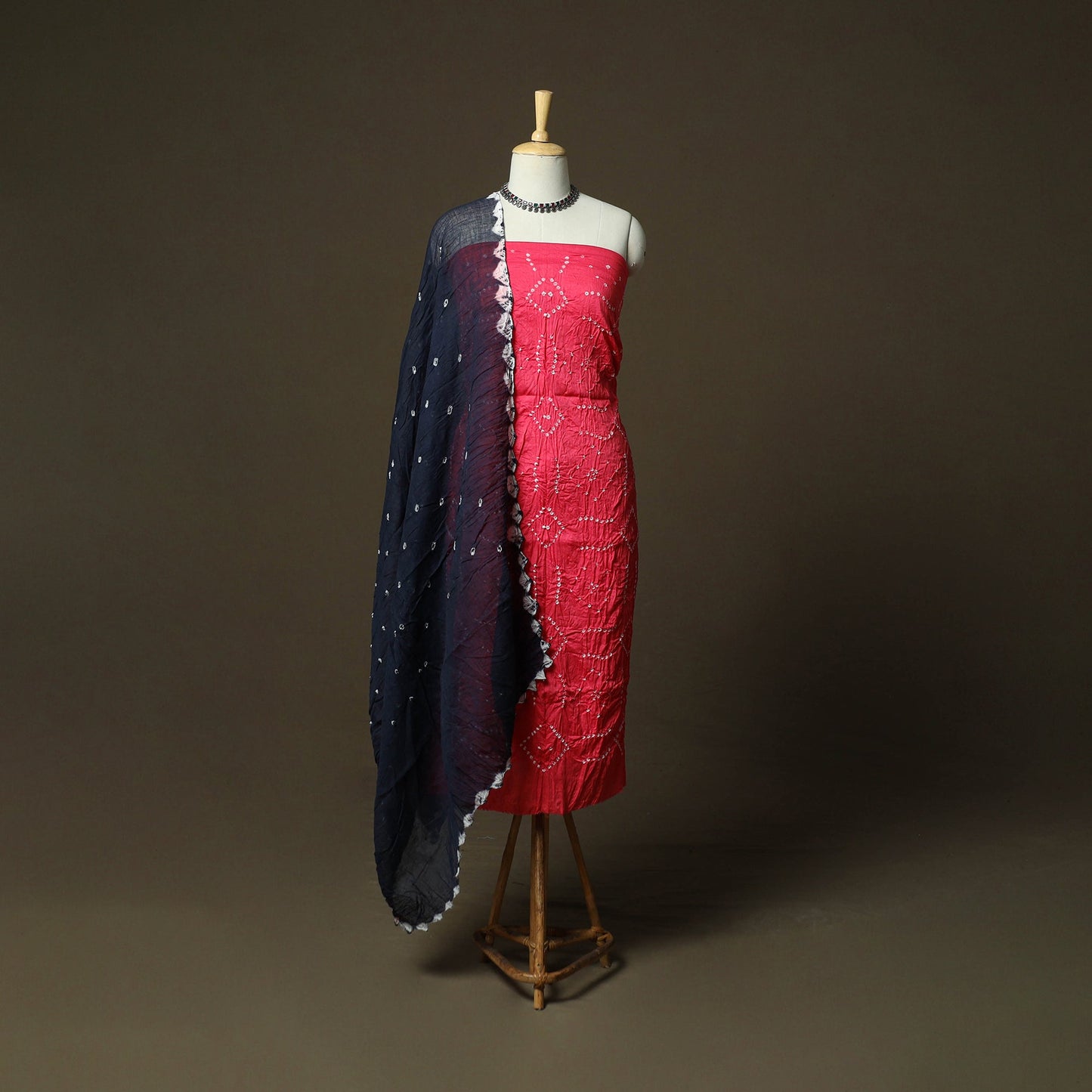 Kutch tie-dye satin cotton bandhani 3pc unstitched dress