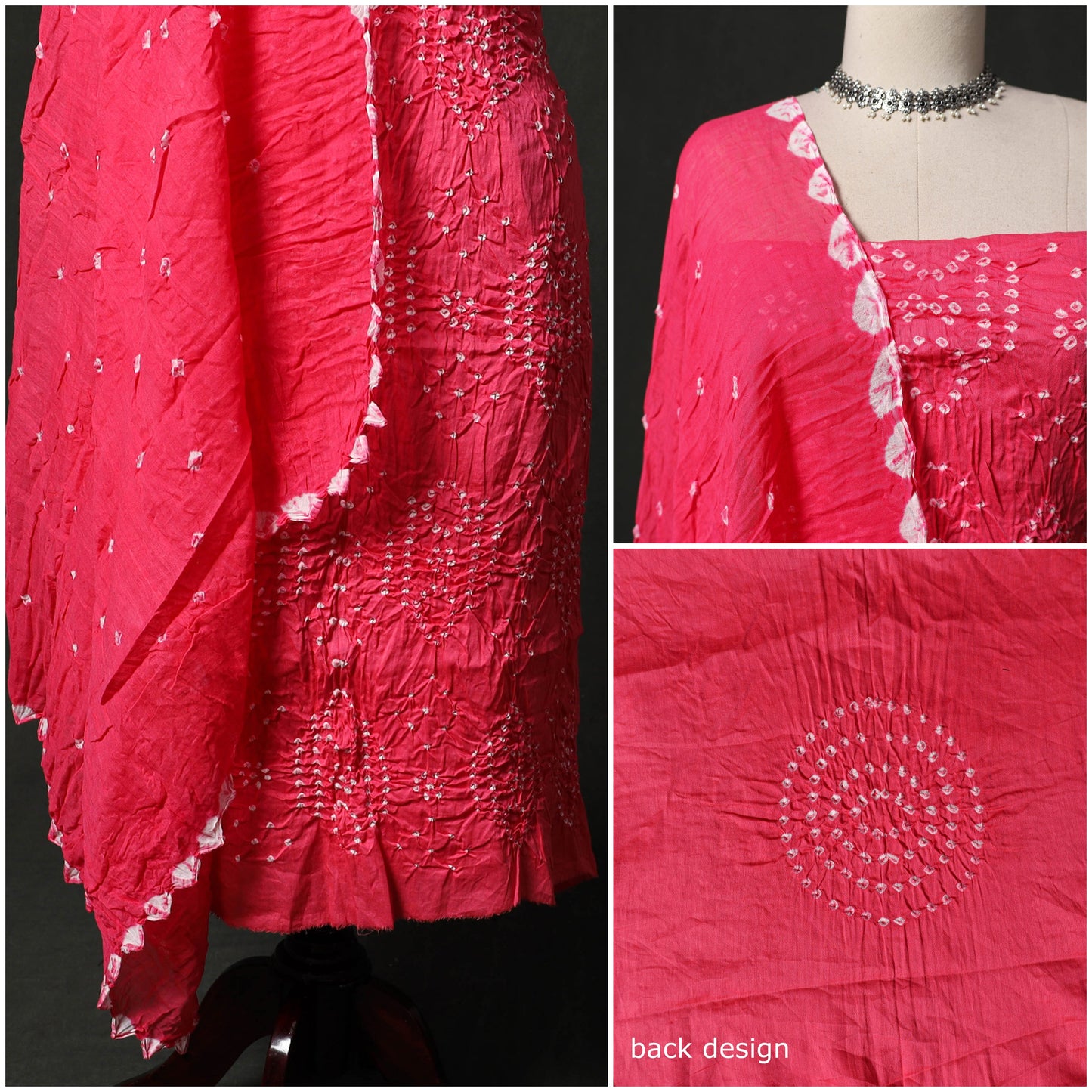 Kutch tie-dye satin cotton bandhani 3pc unstitched dress