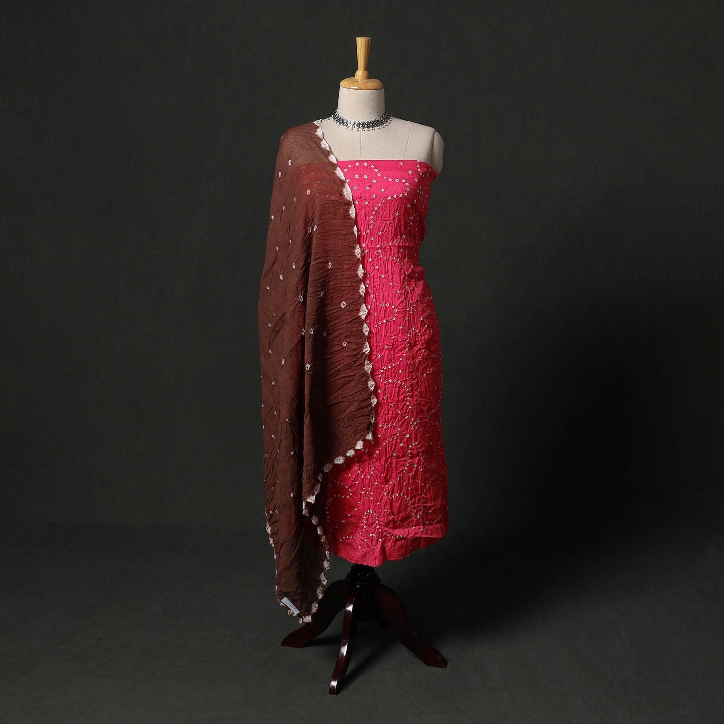 Kutch tie-dye satin cotton bandhani 3pc unstitched dress