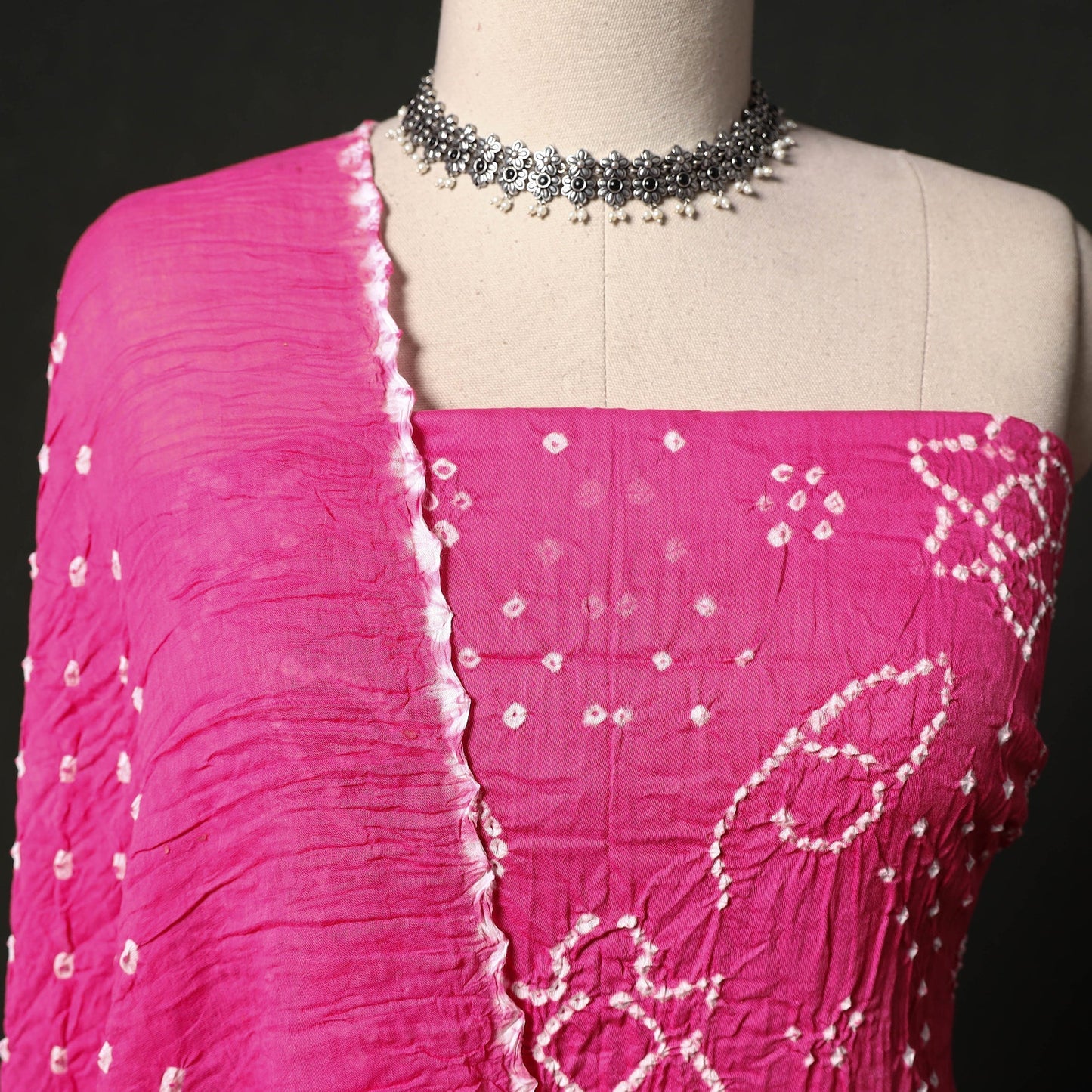 Kutch tie-dye satin cotton bandhani 3pc unstitched dress