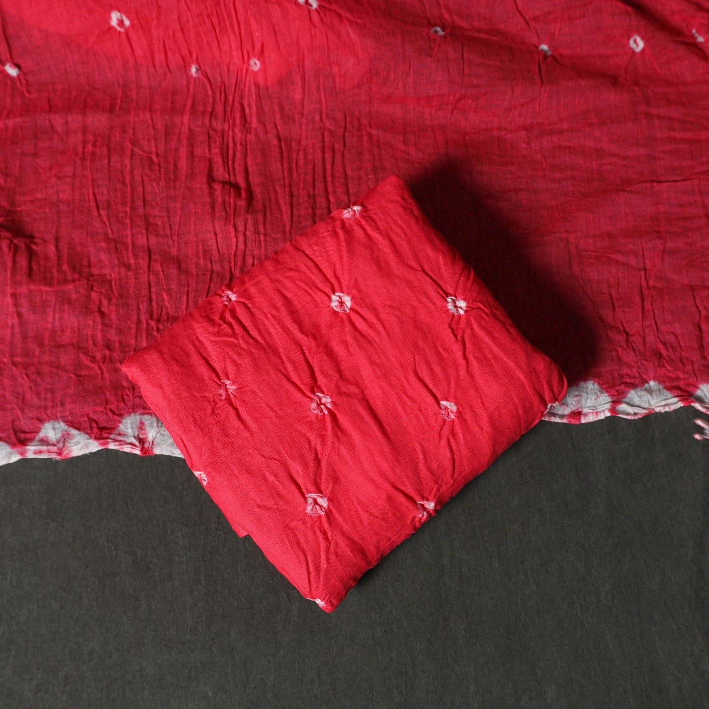 Kutch tie-dye satin cotton bandhani 3pc unstitched dress