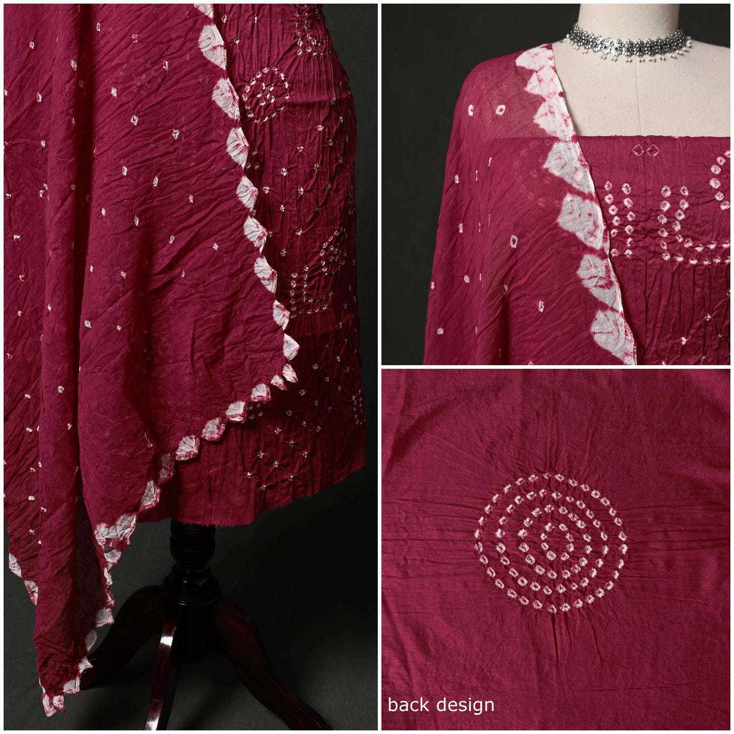 Kutch tie-dye satin cotton bandhani 3pc unstitched dress
