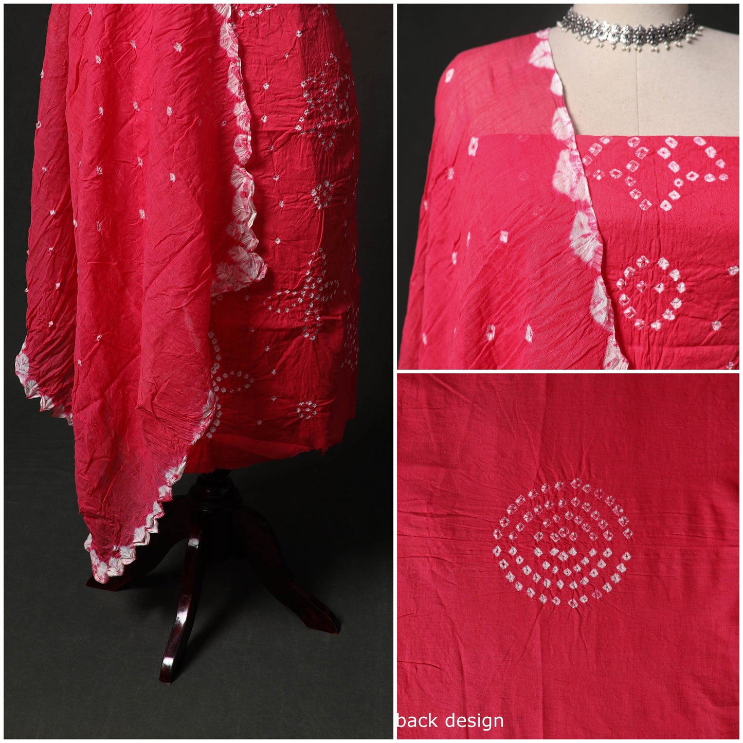 Kutch tie-dye satin cotton bandhani 3pc unstitched dress