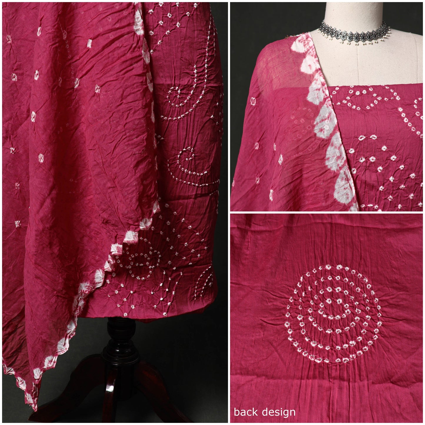 Kutch tie-dye satin cotton bandhani 3pc unstitched dress