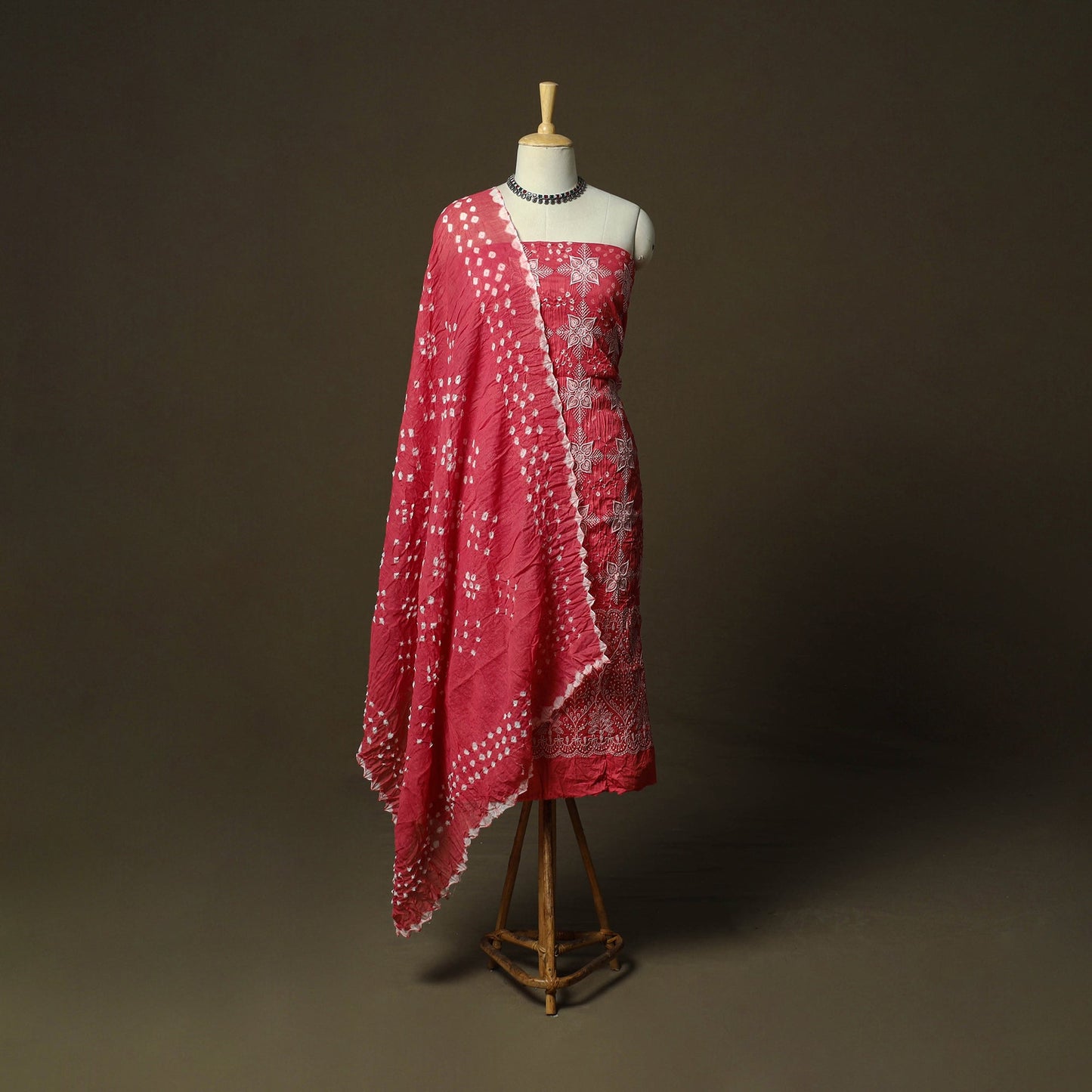 Kutch tie-dye satin cotton bandhani 3pc unstitched dress