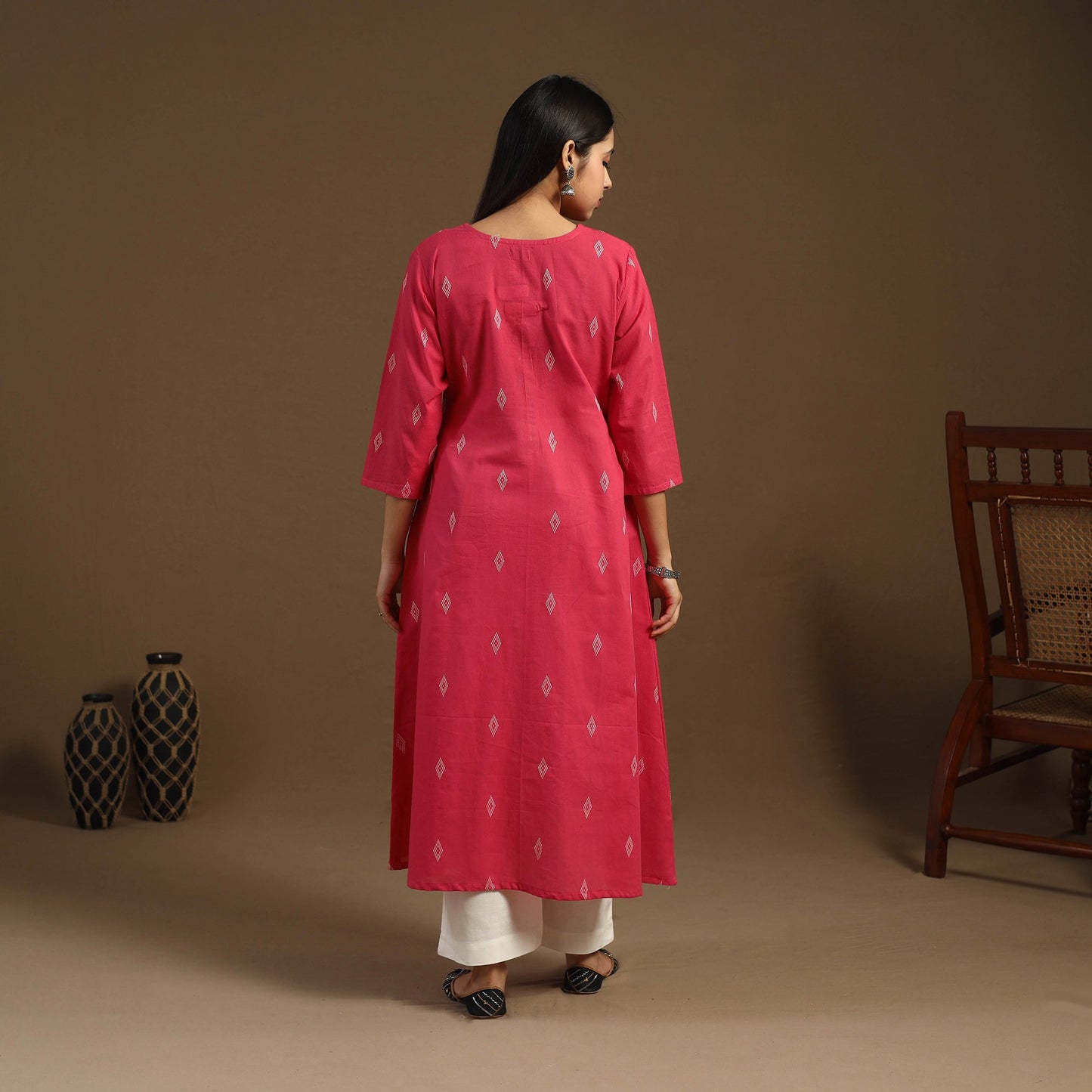A-Line Cotton Jacquard Kurta for Women