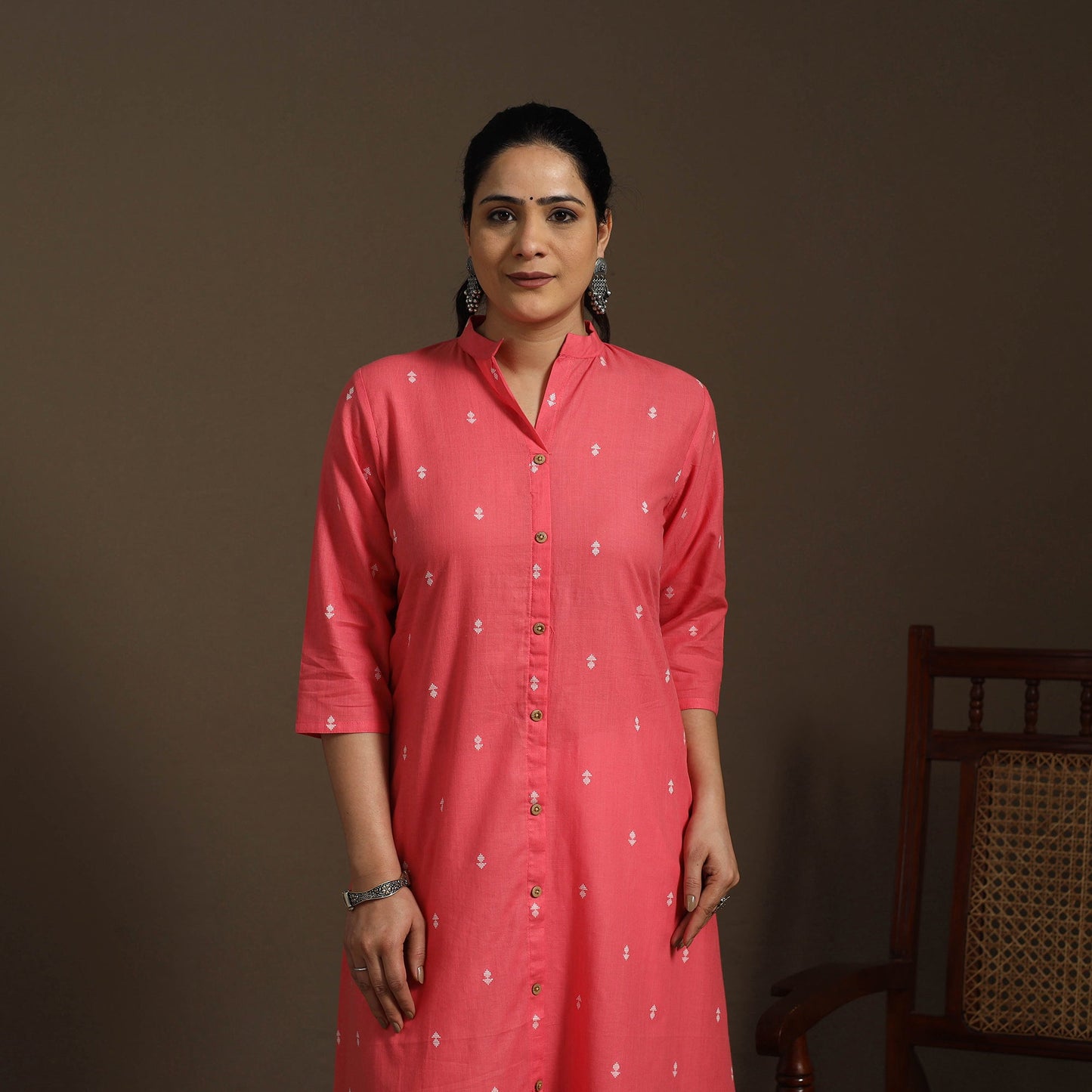 A-line cotton jacquard kurta for women 10 - handcrafted