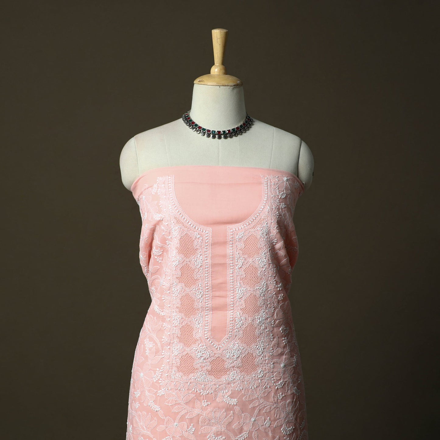 Lucknowi hand embroidered cotton chikankari 3pc unstitched