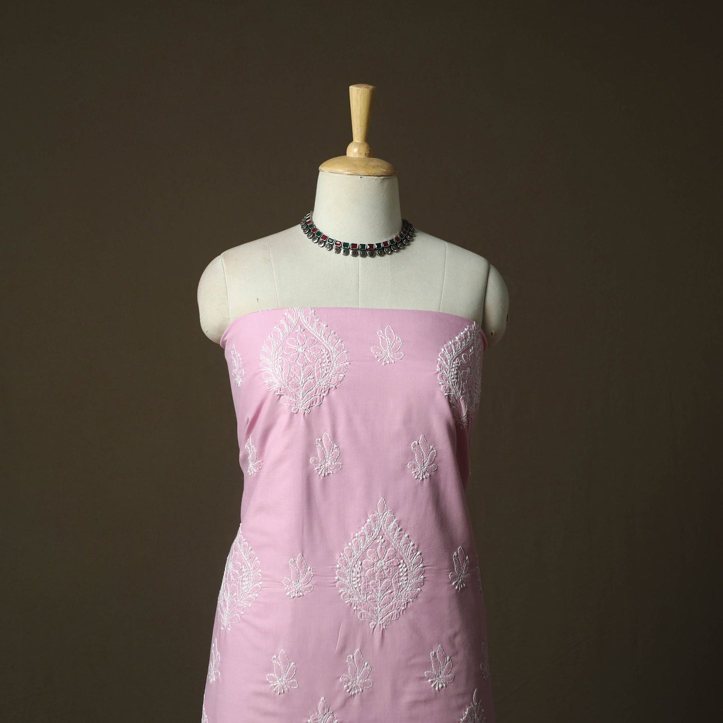 Lucknowi hand embroidered cotton chikankari 3pc unstitched