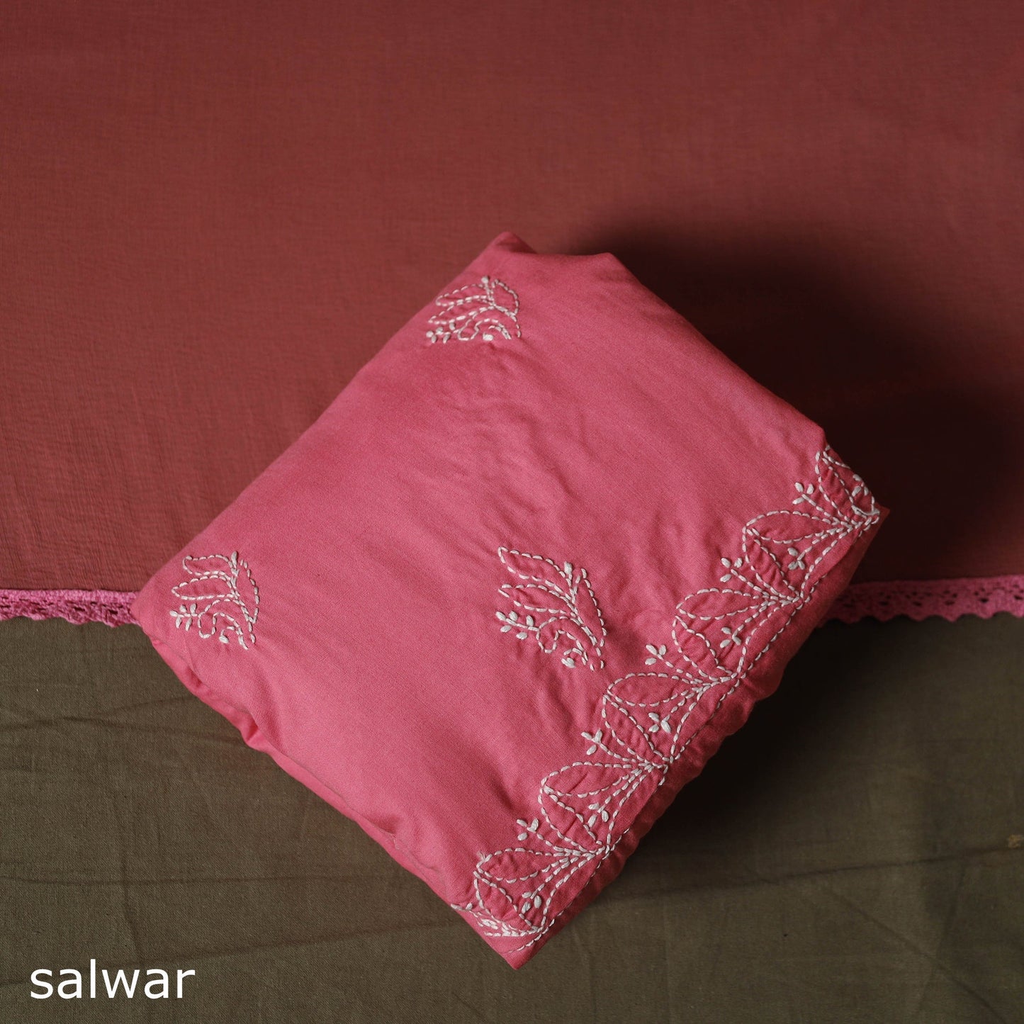 Lucknowi hand embroidered cotton chikankari 3pc unstitched