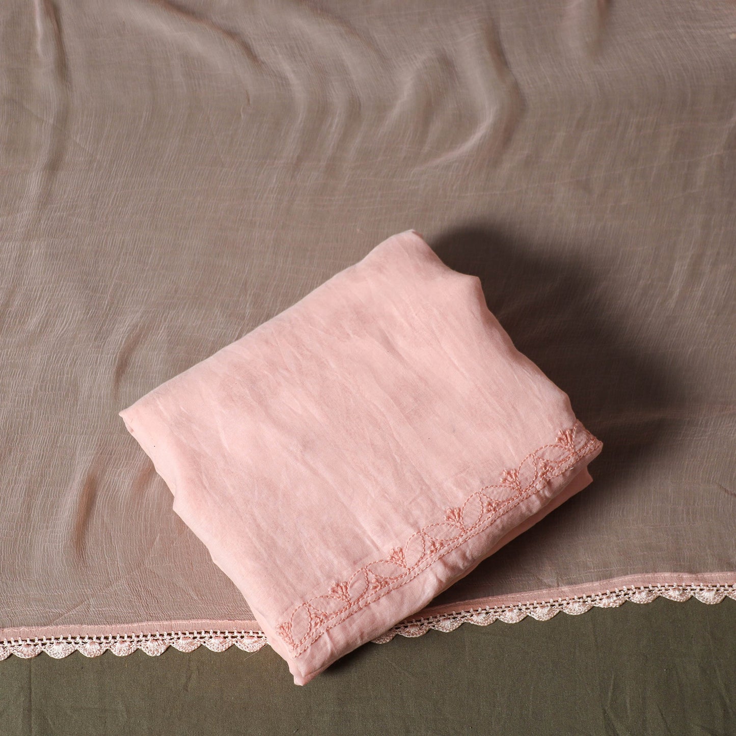 Pink - lucknowi hand embroidered cotton chikankari 3pc
