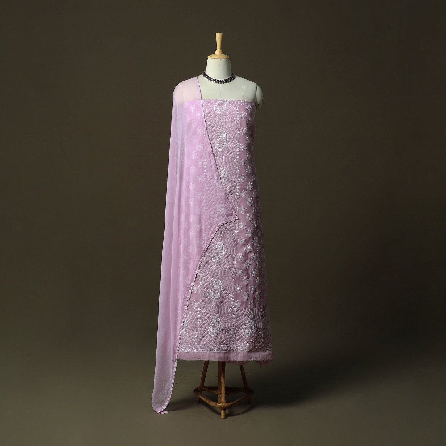 Purple - lucknowi hand embroidered cotton chikankari 3pc
