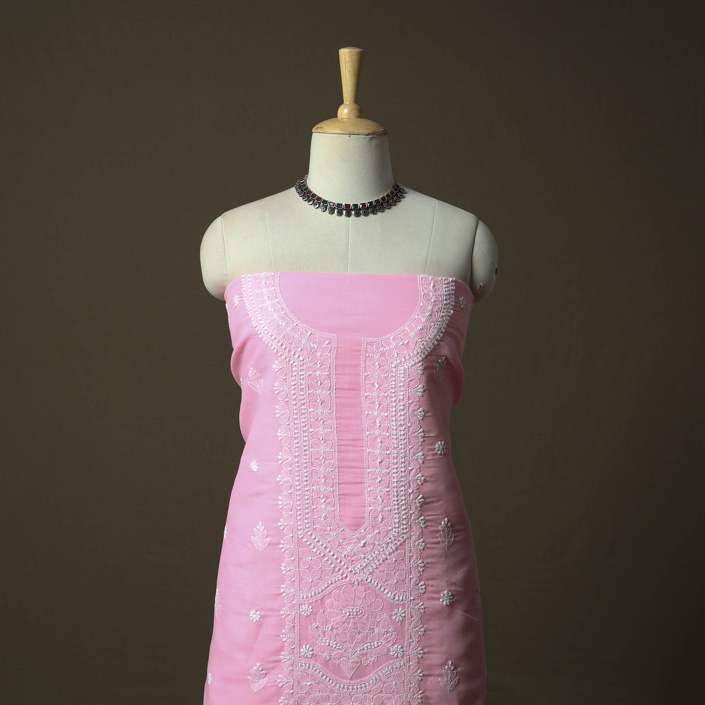 Pink - lucknowi hand embroidered cotton chikankari 3pc