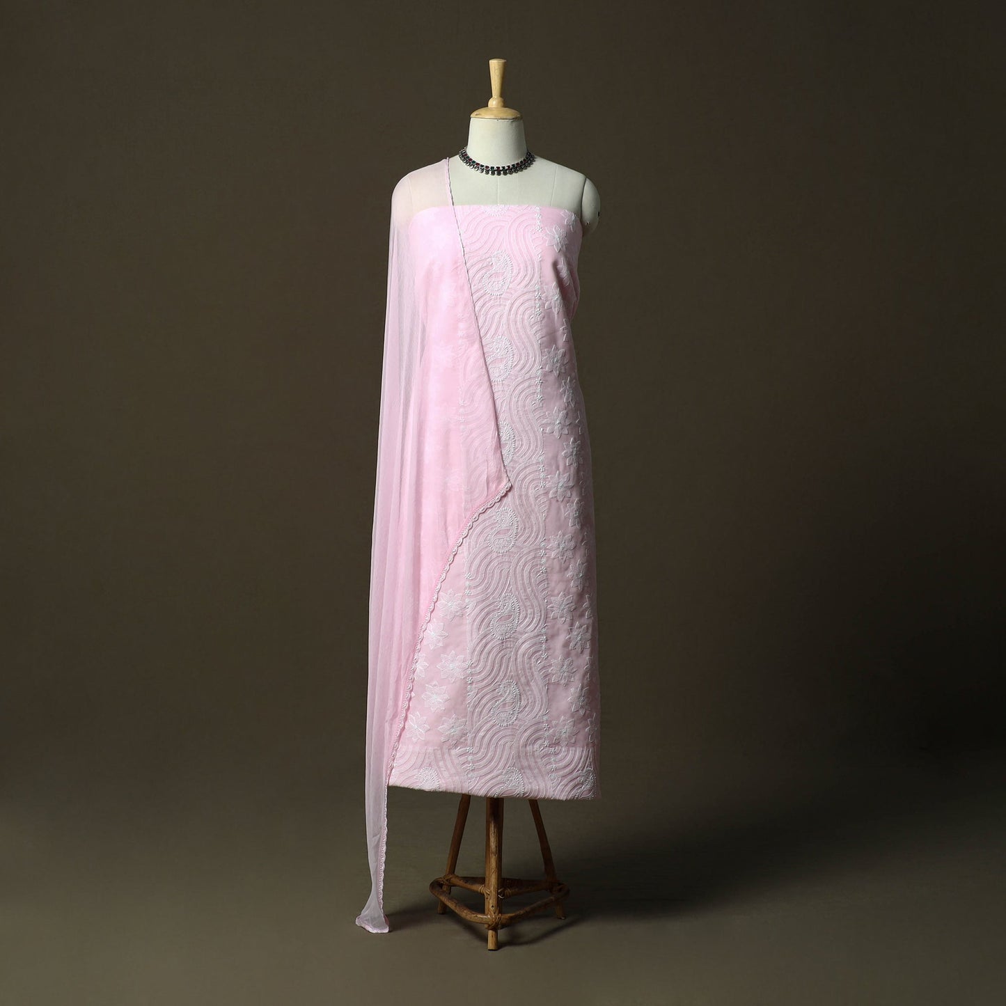 Lucknowi hand embroidered cotton chikankari 3pc unstitched