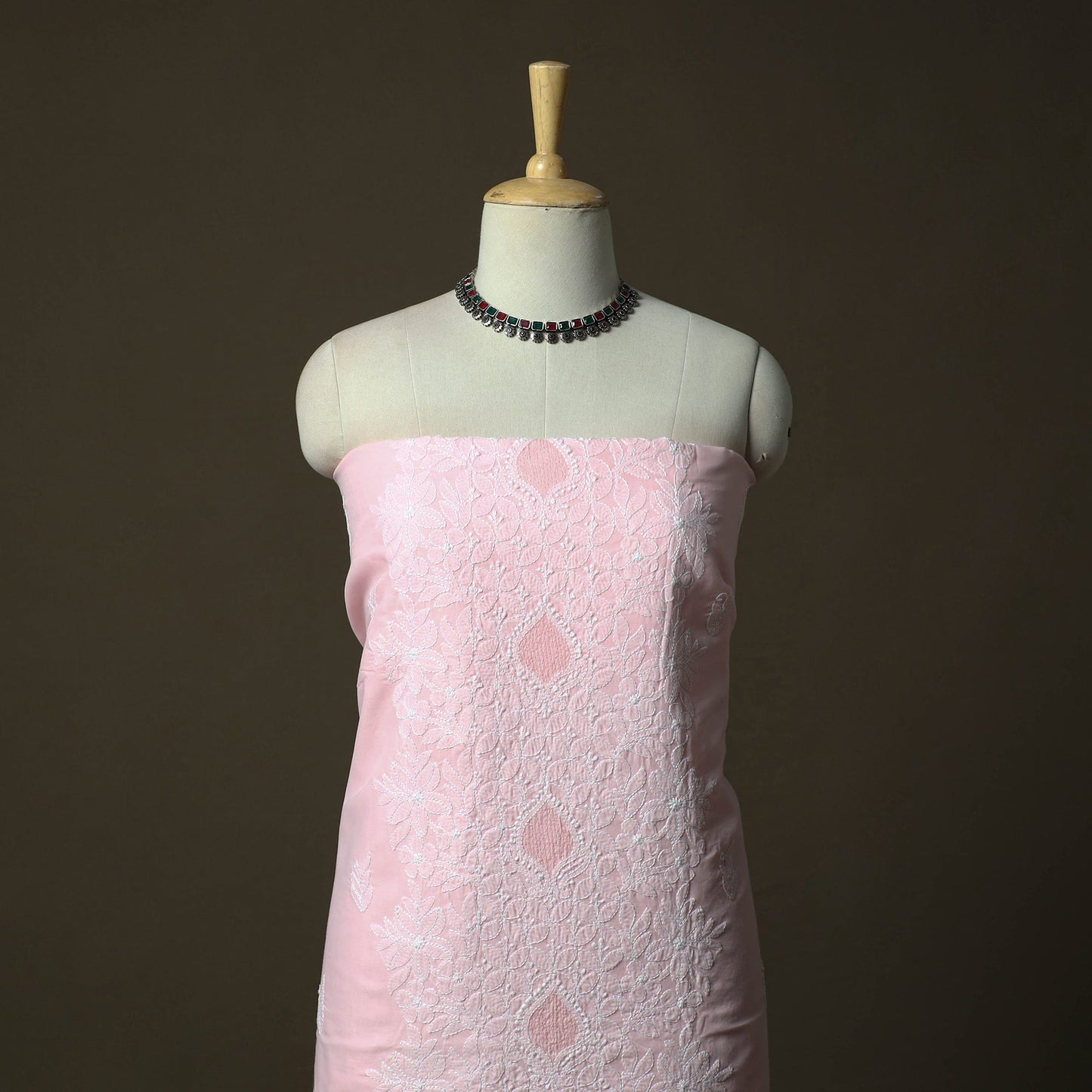 Pink - lucknowi hand embroidered cotton chikankari 3pc