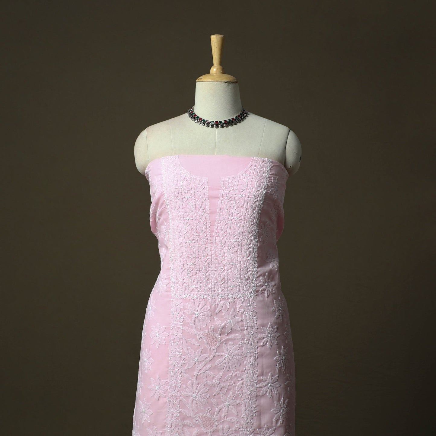 Pink - lucknowi hand embroidered cotton chikankari 3pc