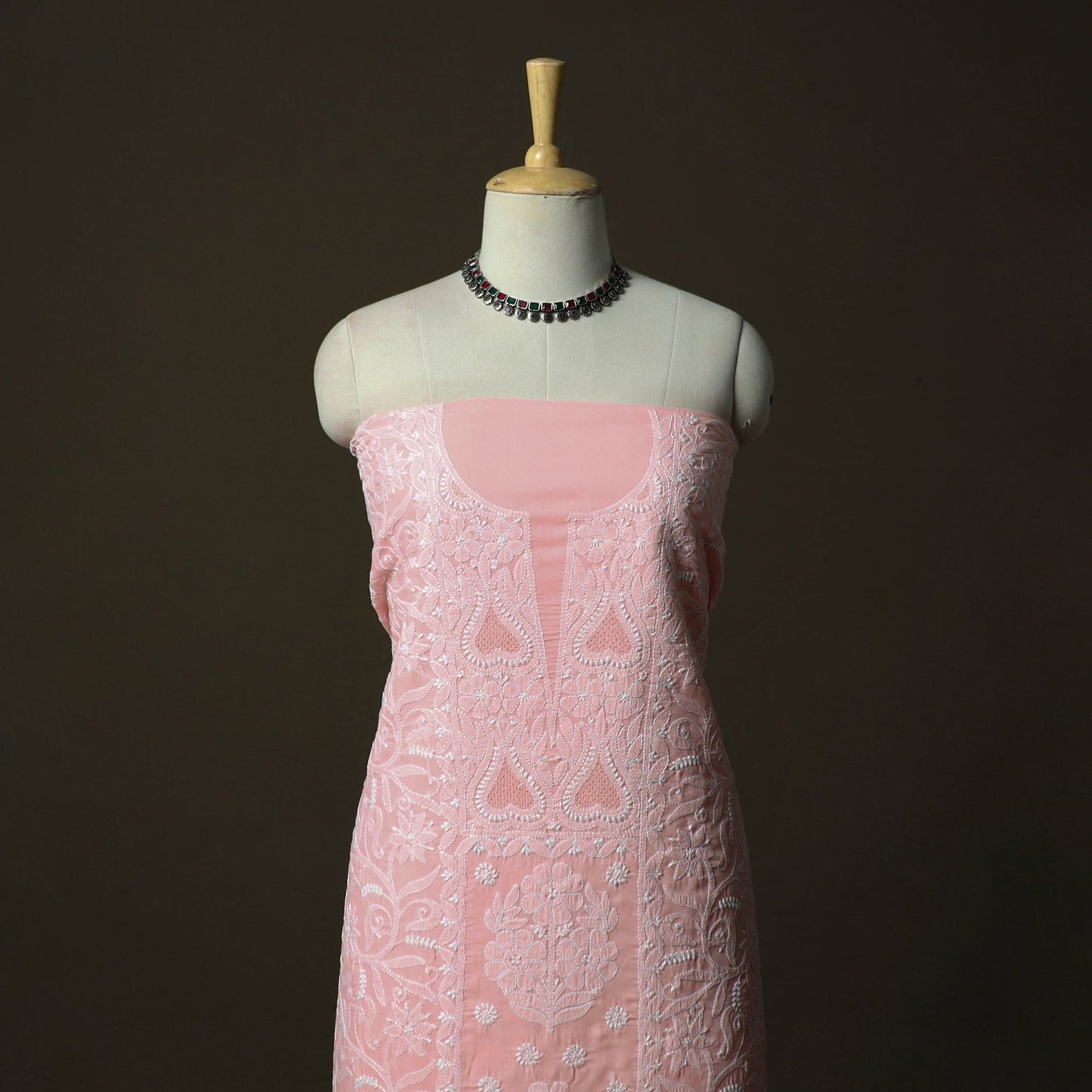 Pink - lucknowi hand embroidered cotton chikankari 3pc