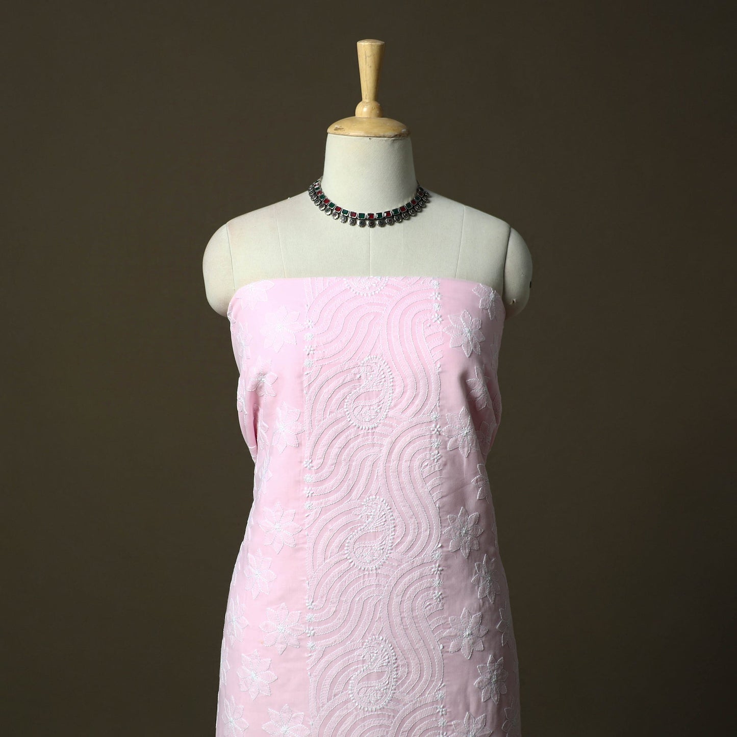 Lucknowi hand embroidered cotton chikankari 3pc unstitched