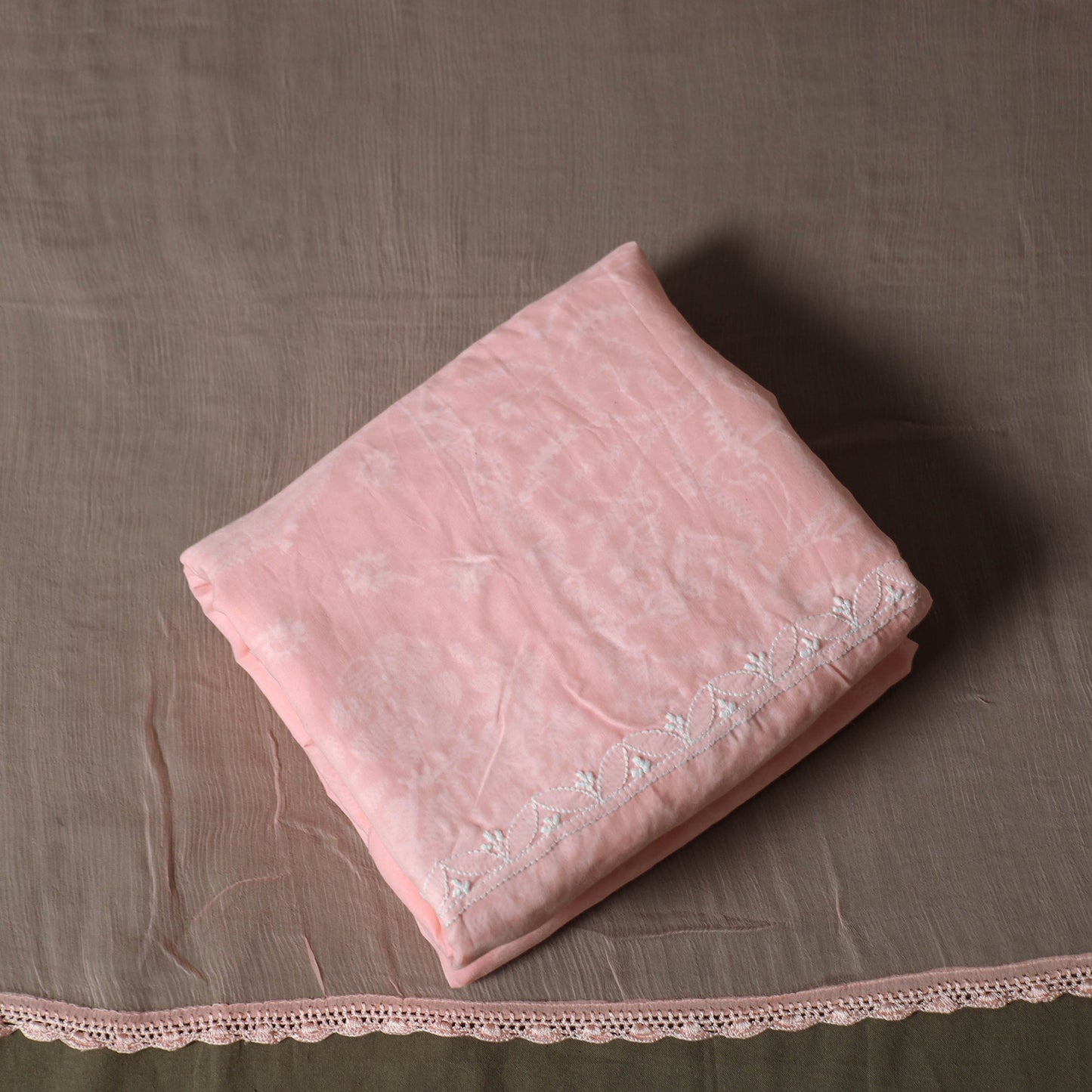 Pink - lucknowi hand embroidered cotton chikankari 3pc