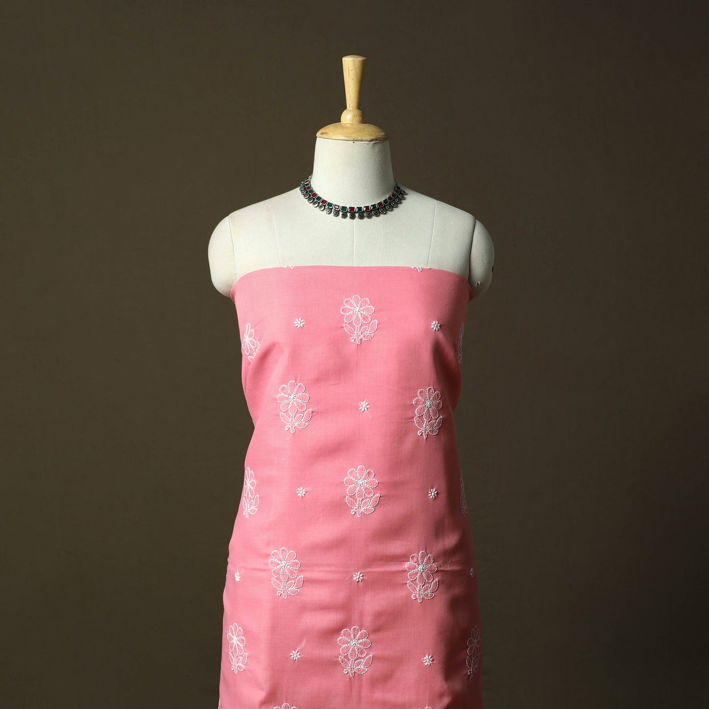 Lucknowi hand embroidered cotton chikankari 3pc unstitched
