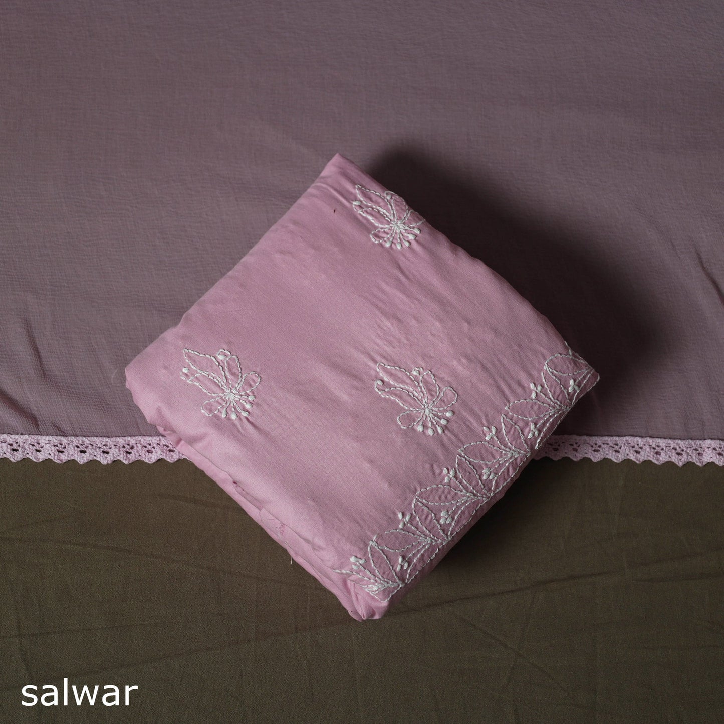 Lucknowi hand embroidered cotton chikankari 3pc unstitched
