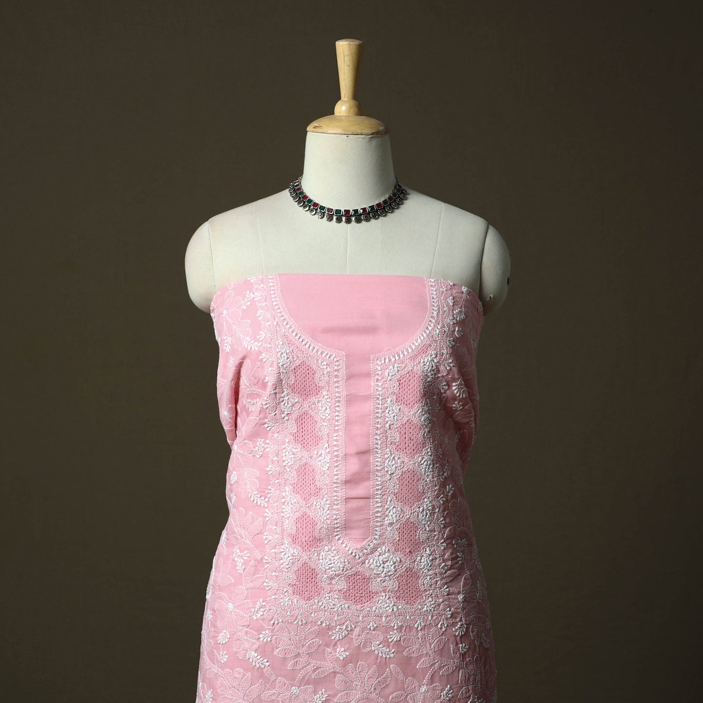 Lucknowi hand embroidered cotton chikankari 3pc unstitched