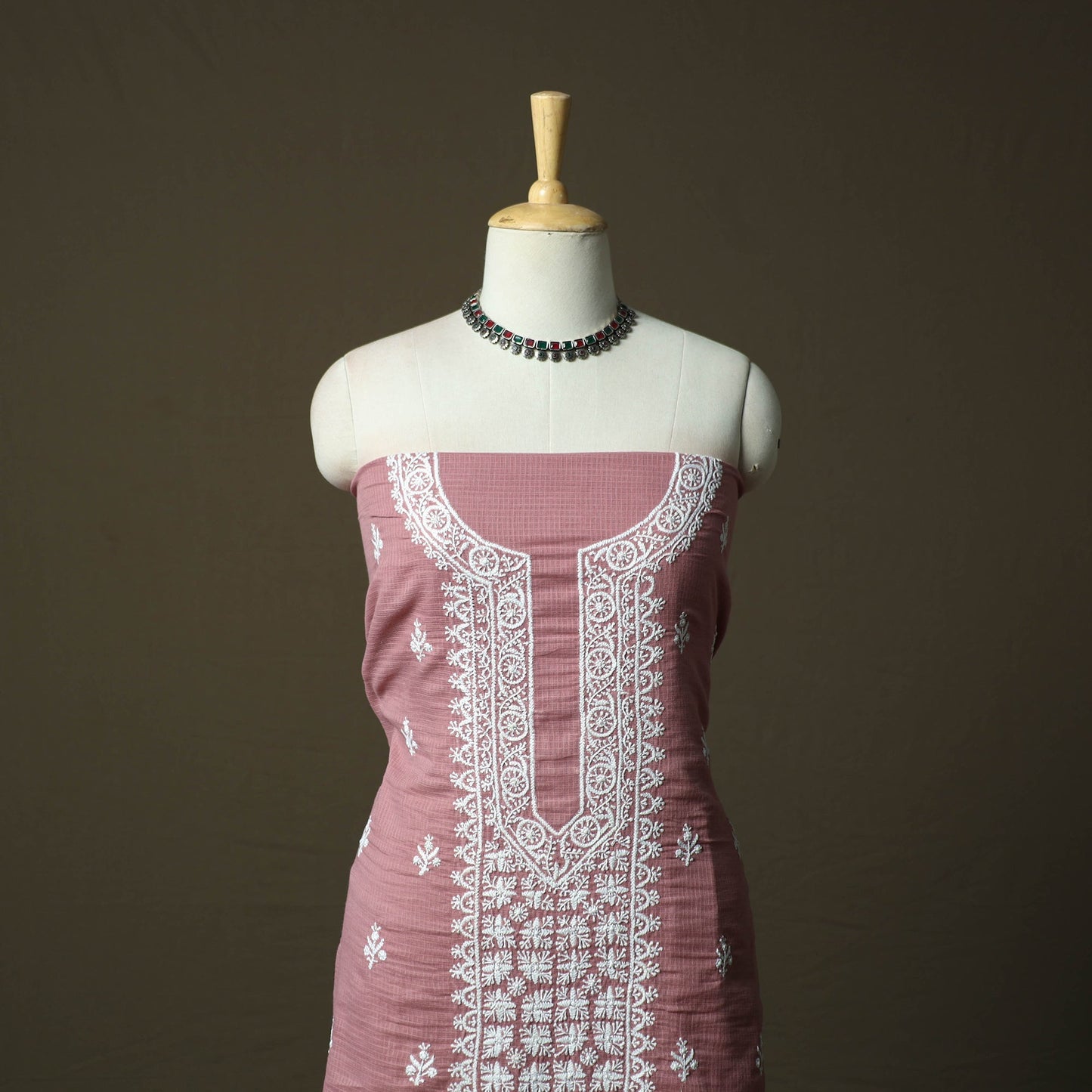 Lucknowi hand embroidered kota doria cotton chikankari 2pc