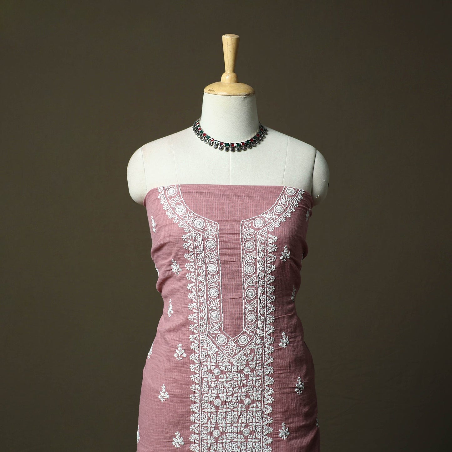 Lucknowi hand embroidered kota doria cotton chikankari 2pc