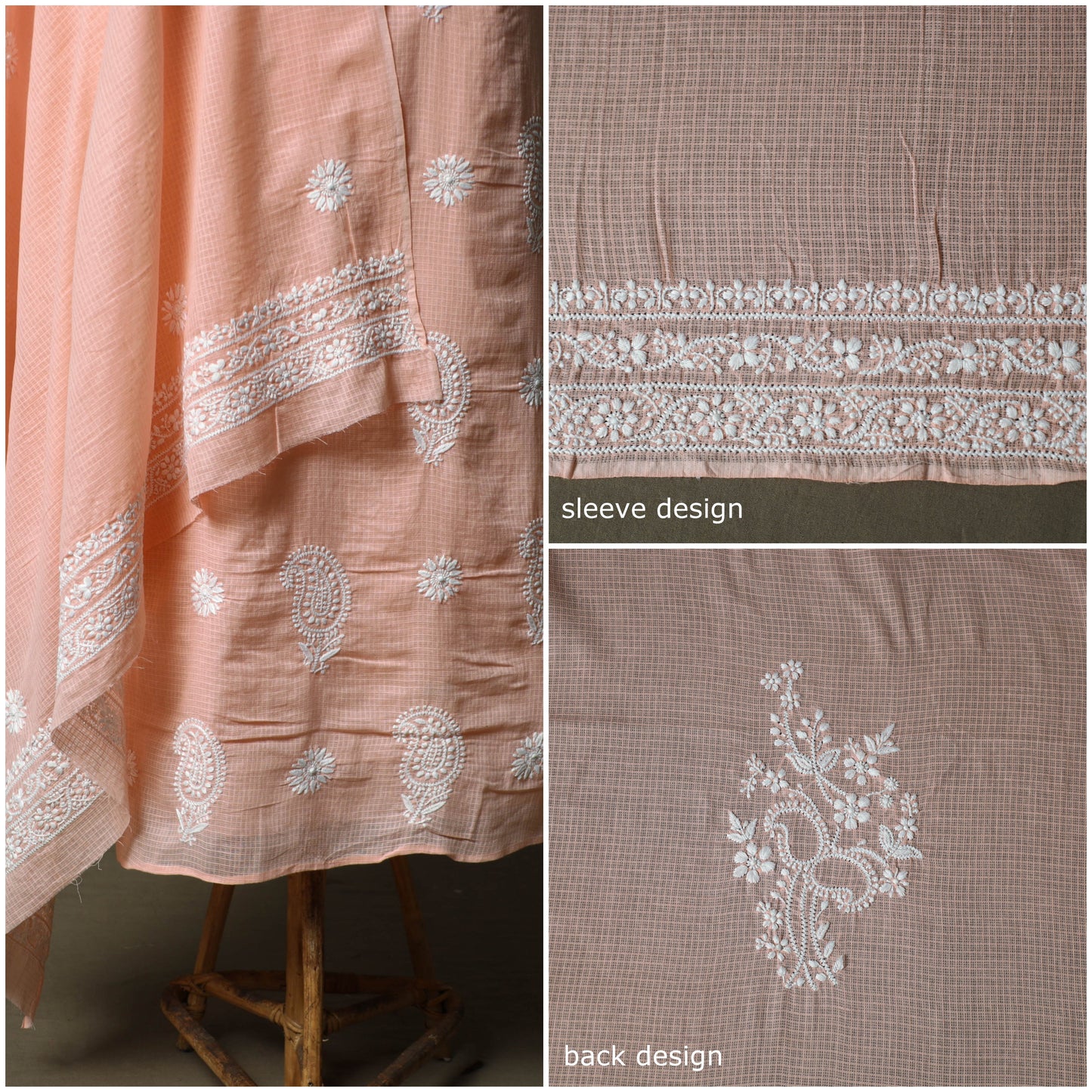 Lucknowi hand embroidered kota doria cotton chikankari 2pc